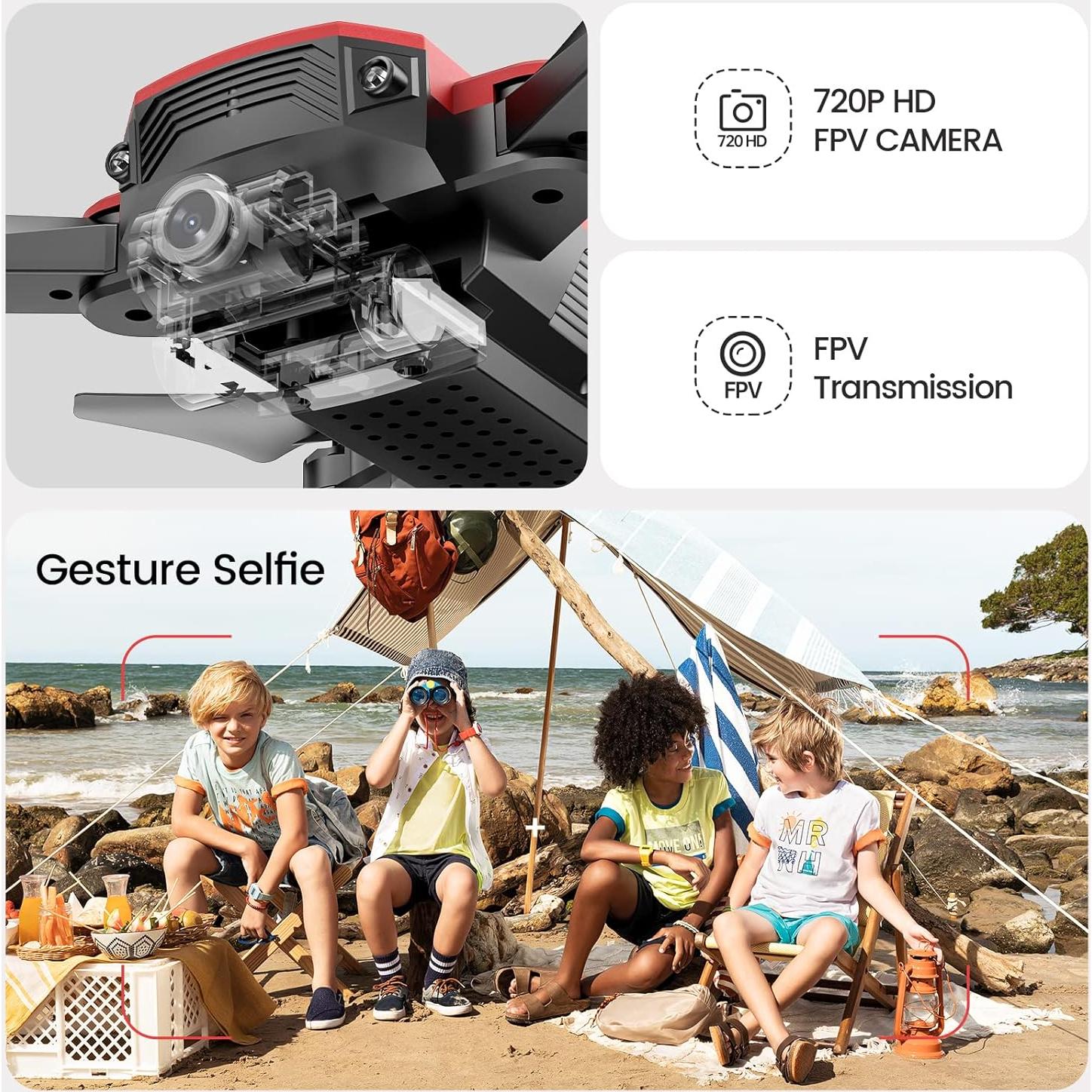 Dron Mini DEERC D20 con Cámara HD 720P y 2 Baterías