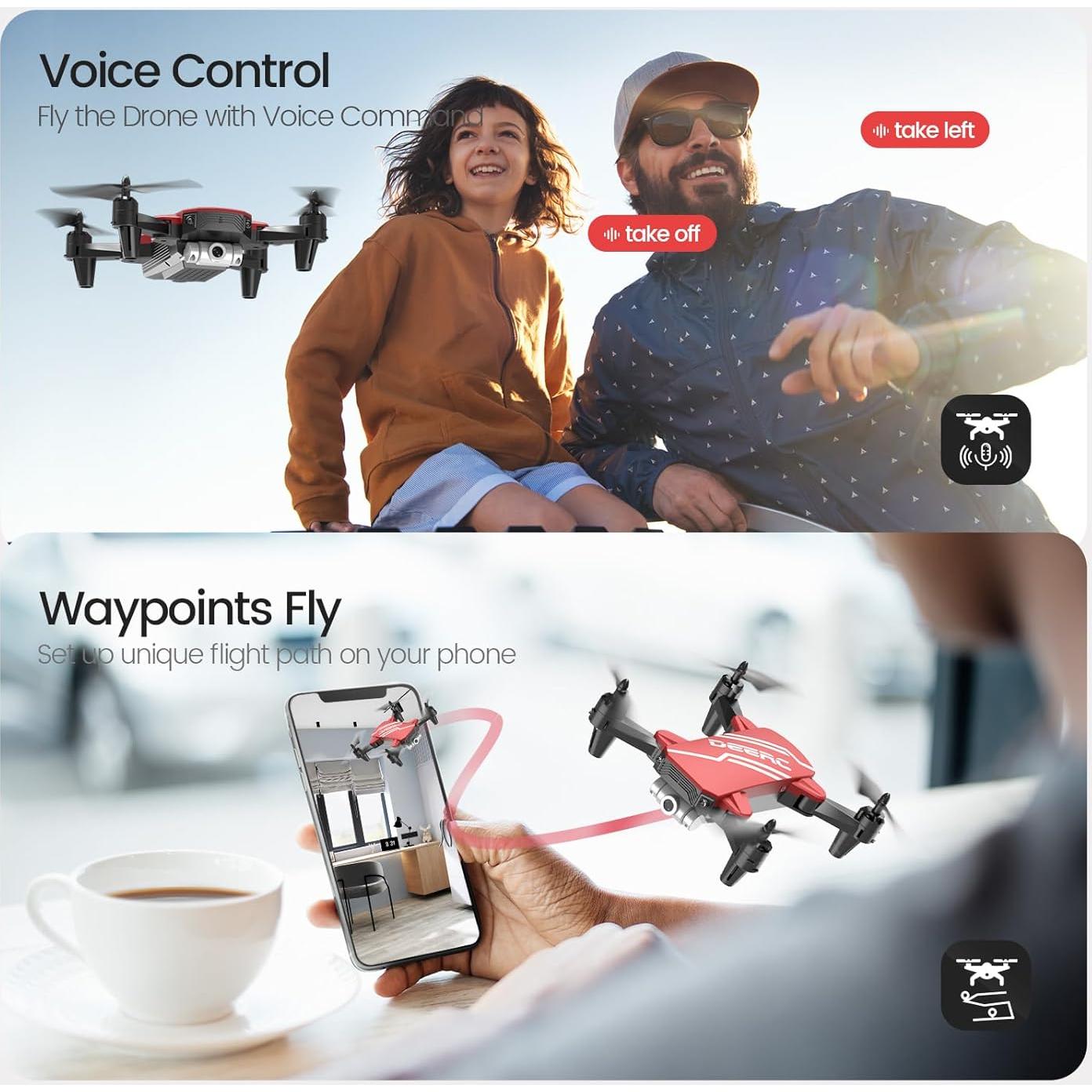 Dron Mini DEERC D20 con Cámara HD 720P y 2 Baterías