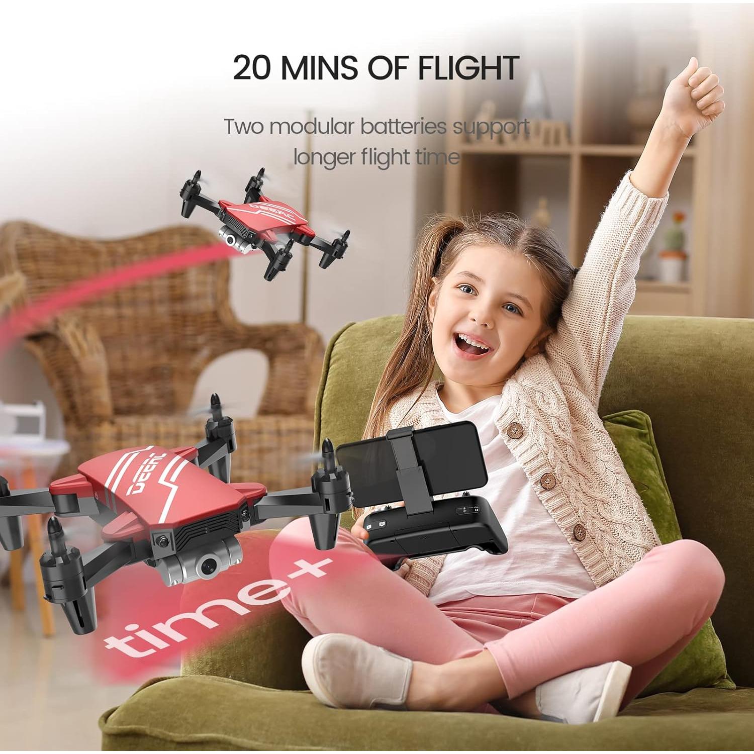 Dron Mini DEERC D20 con Cámara HD 720P y 2 Baterías