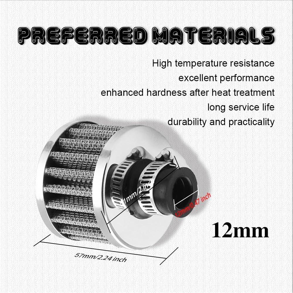 Filtro de Aire 12mm HAOBO para Motores Pequeños - Cromo