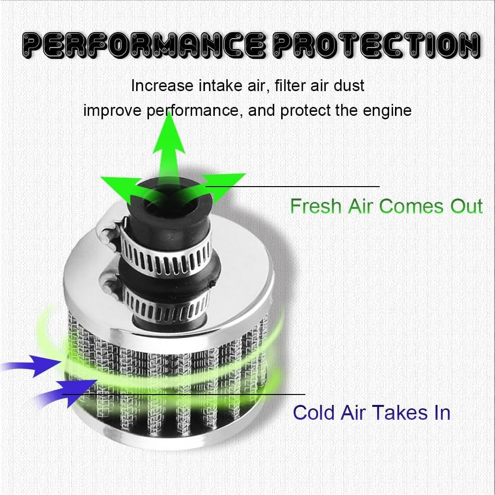 Filtro de Aire 12mm HAOBO para Motores Pequeños - Cromo