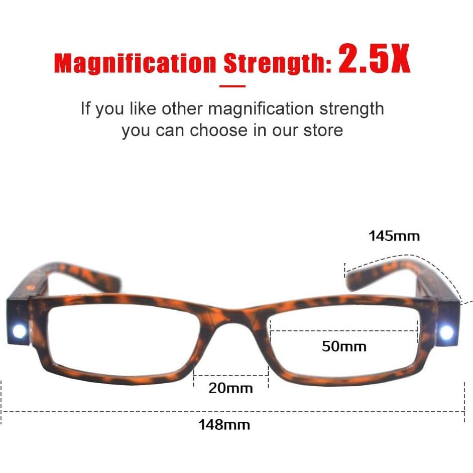 Gafas de Lectura DUANMEI con Luces LED +2.5 Unisex