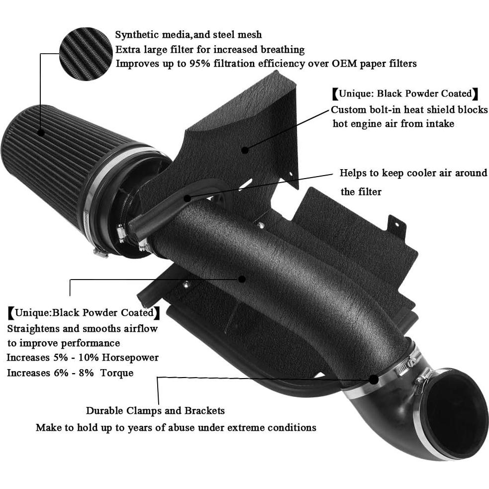 Kit Intake de Aire Frío MOOSUN para GMC/Chevy V8 4.8L-6.0L
