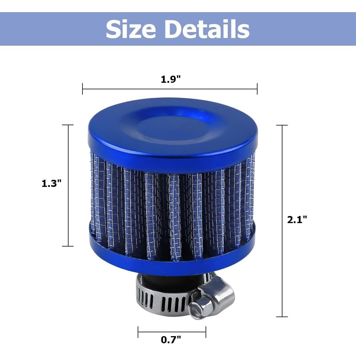 Filtro de Aire TNAIYH 12mm para Moto Go Kart 212cc Azul
