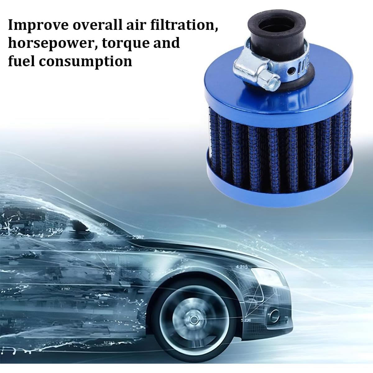 Filtro de Aire TNAIYH 12mm para Moto Go Kart 212cc Azul