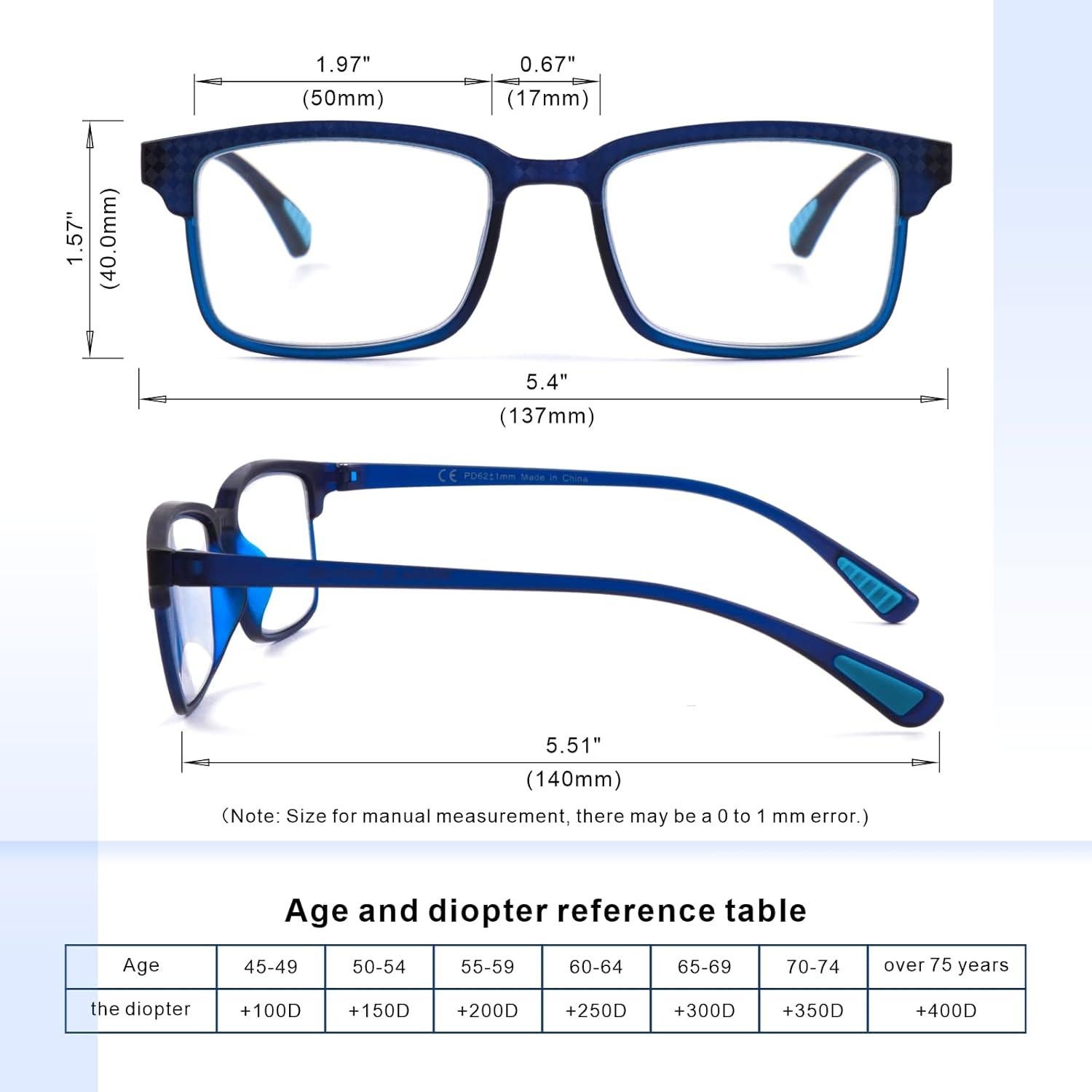 Gafas de Lectura Multifocal Progresivas CARA 2 Pack Anti-luz Azul