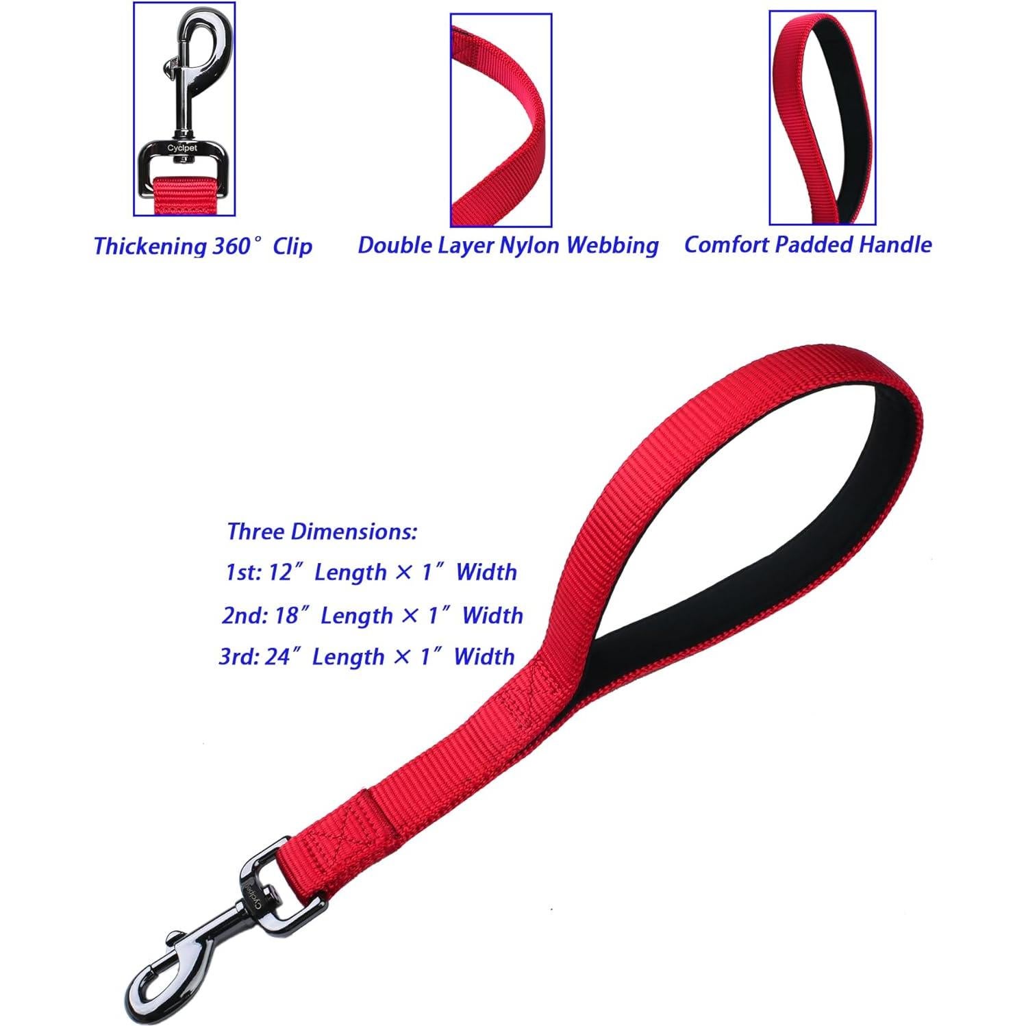 Correa corta nylon Cyclpet 30 cm clip resistente para perros
