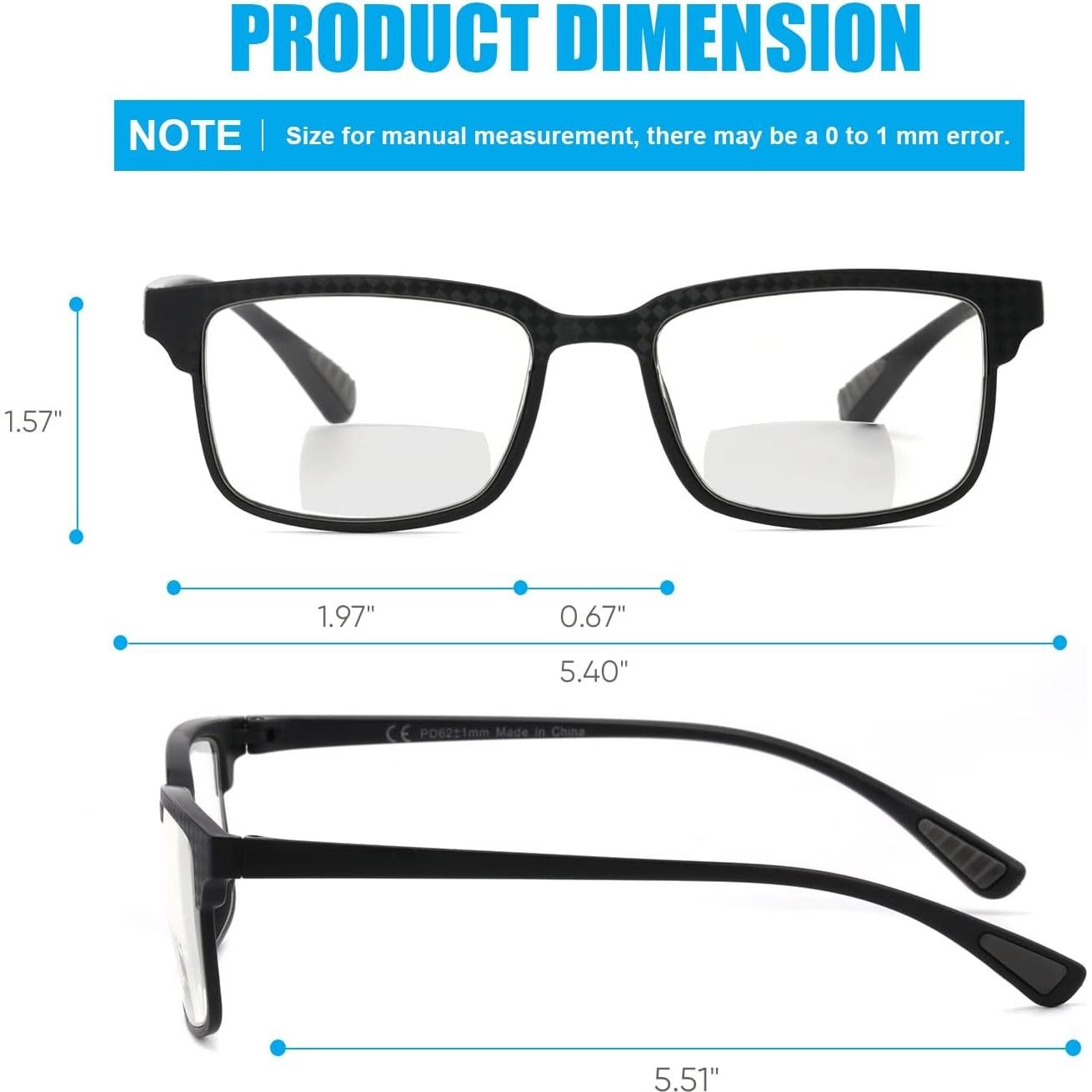 Gafas de Lectura Bifocales CARA 2.5x Negro Azul Paquete 2