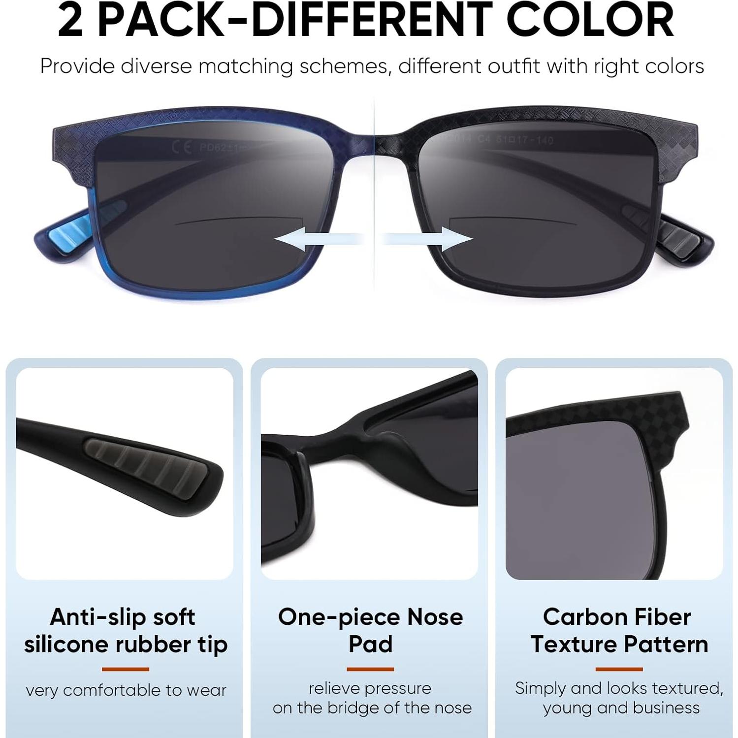 Gafas de Sol Bifocales CARA 2 Paquete UV400 Unisex 1.5D