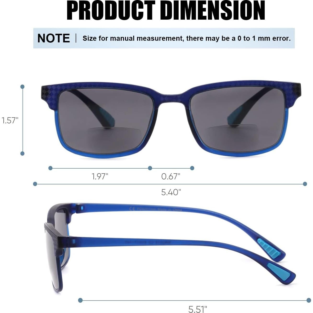 Gafas de Sol Bifocales CARA 2 Paquete UV400 Unisex 1.5D