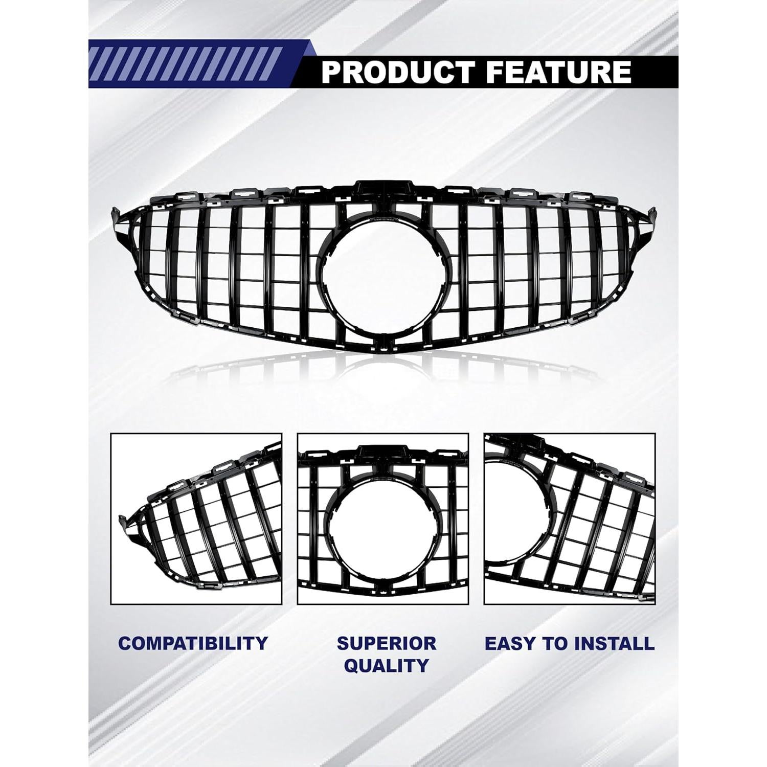 Rejilla Frontal Negra Voltexa para Mercedes-Benz Clase C W205 2015-2018