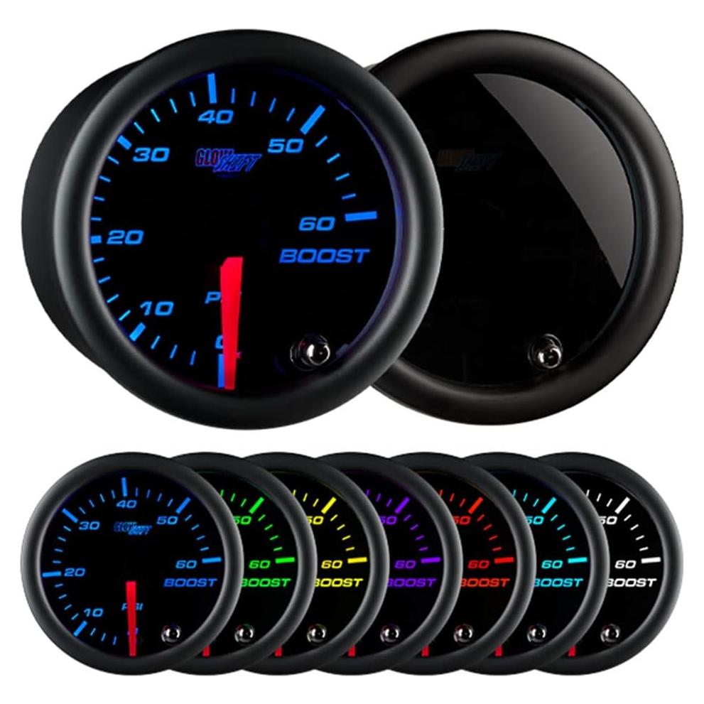 Medidor de Presión de Turbo GlowShift 60 PSI 52mm Mecánico