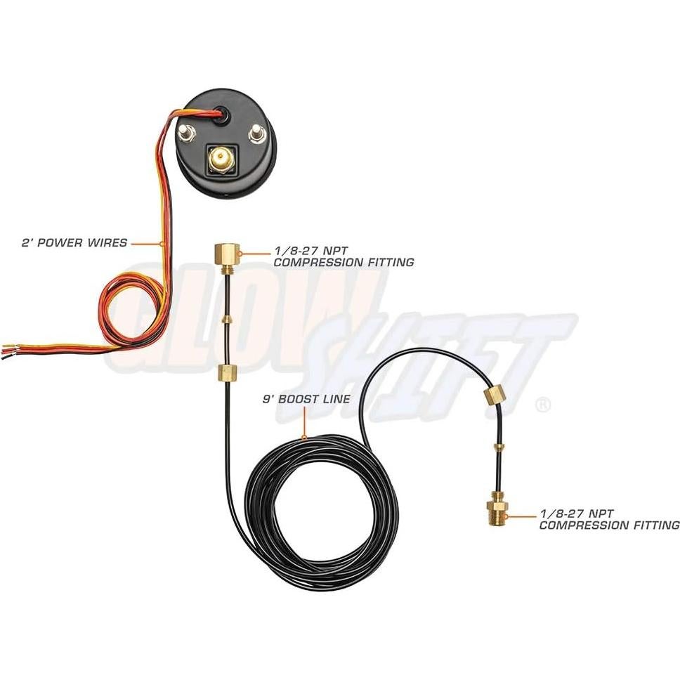 Medidor de Presión de Turbo GlowShift 60 PSI 52mm Mecánico