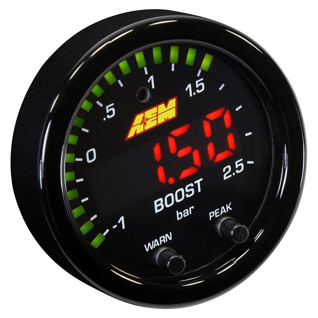 Medidor de Presión de Turbo AEM 30-0306 52mm Negro