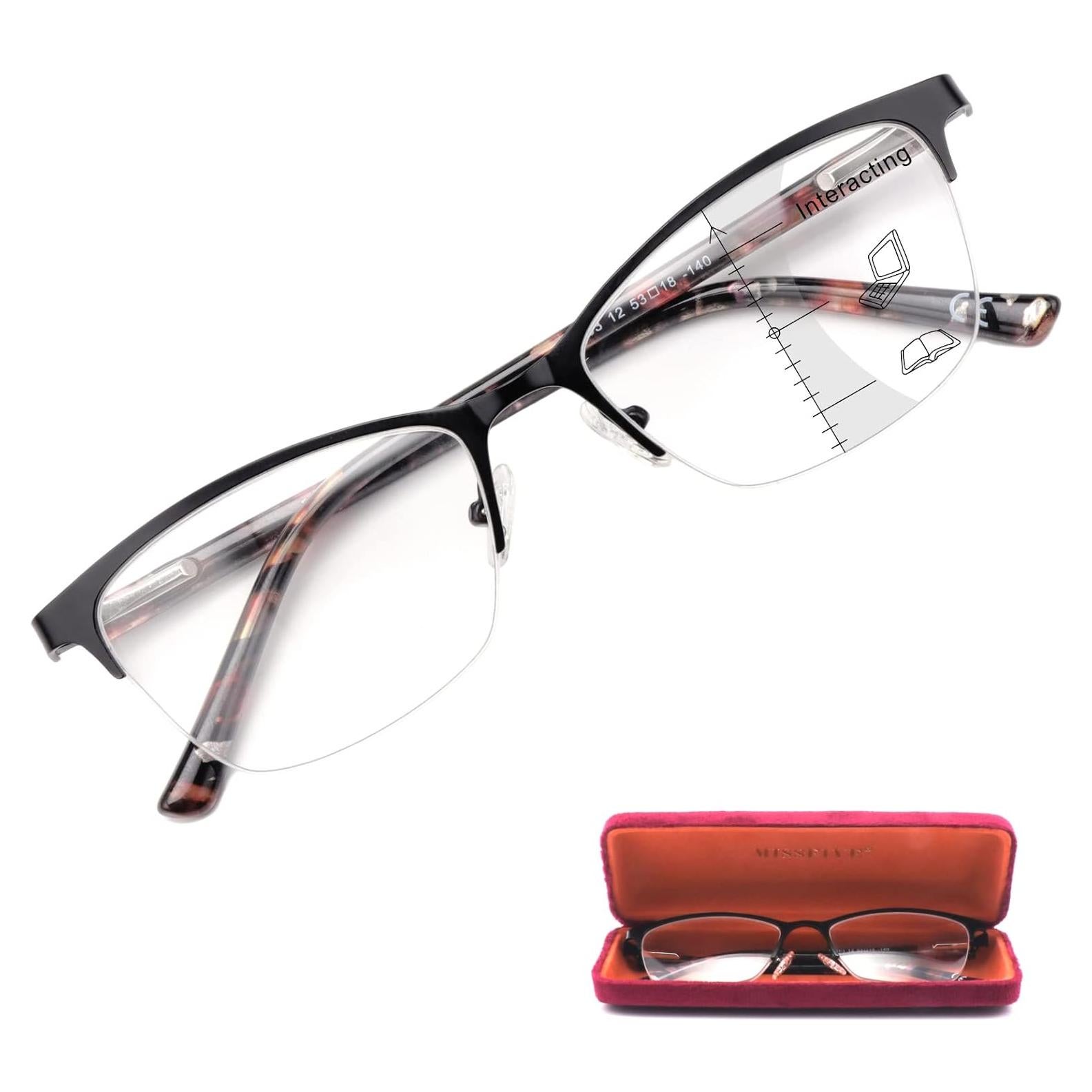 Gafas de lectura multifocal Missfive con estuche negro 1.0x