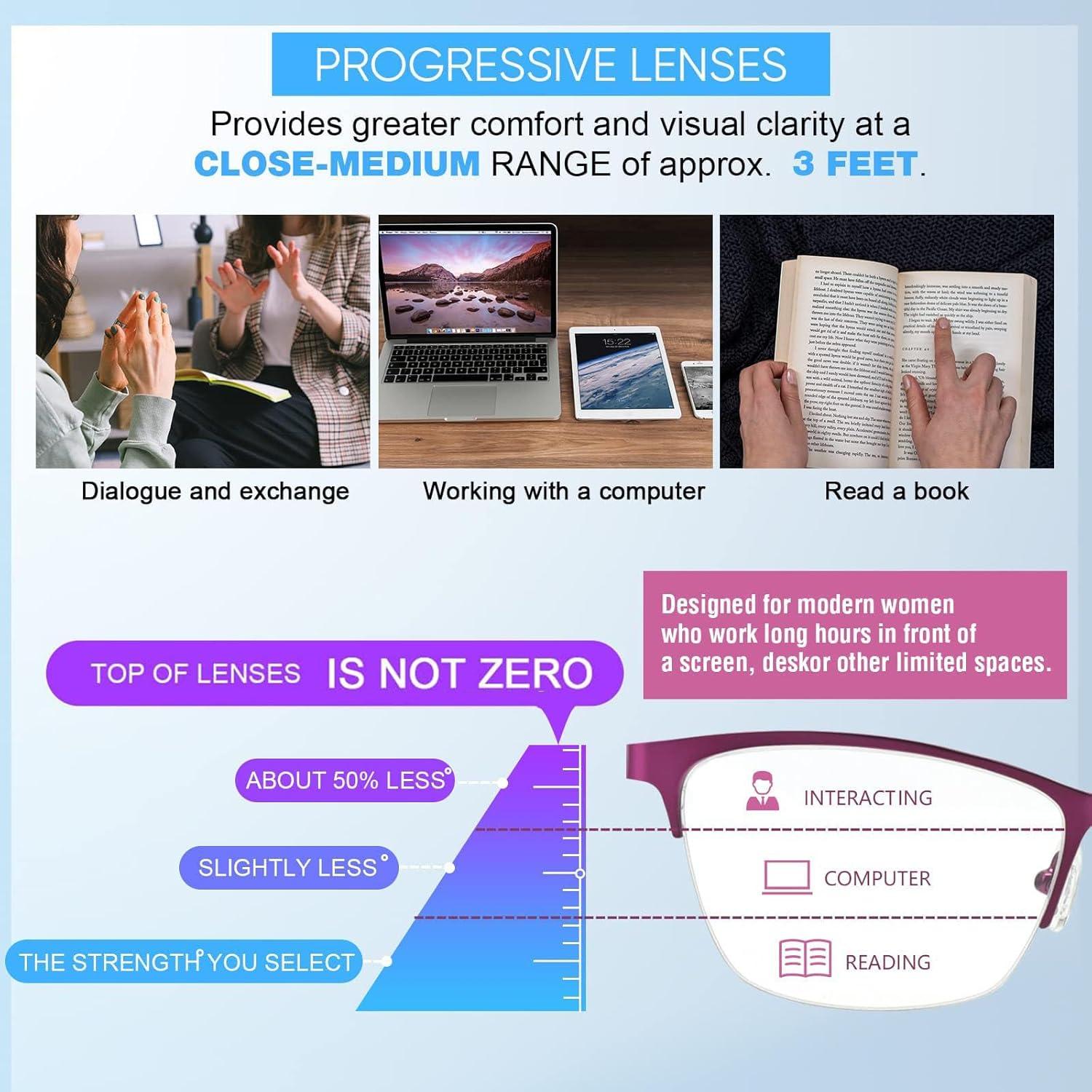 Gafas de lectura multifocal Missfive con estuche negro 1.0x