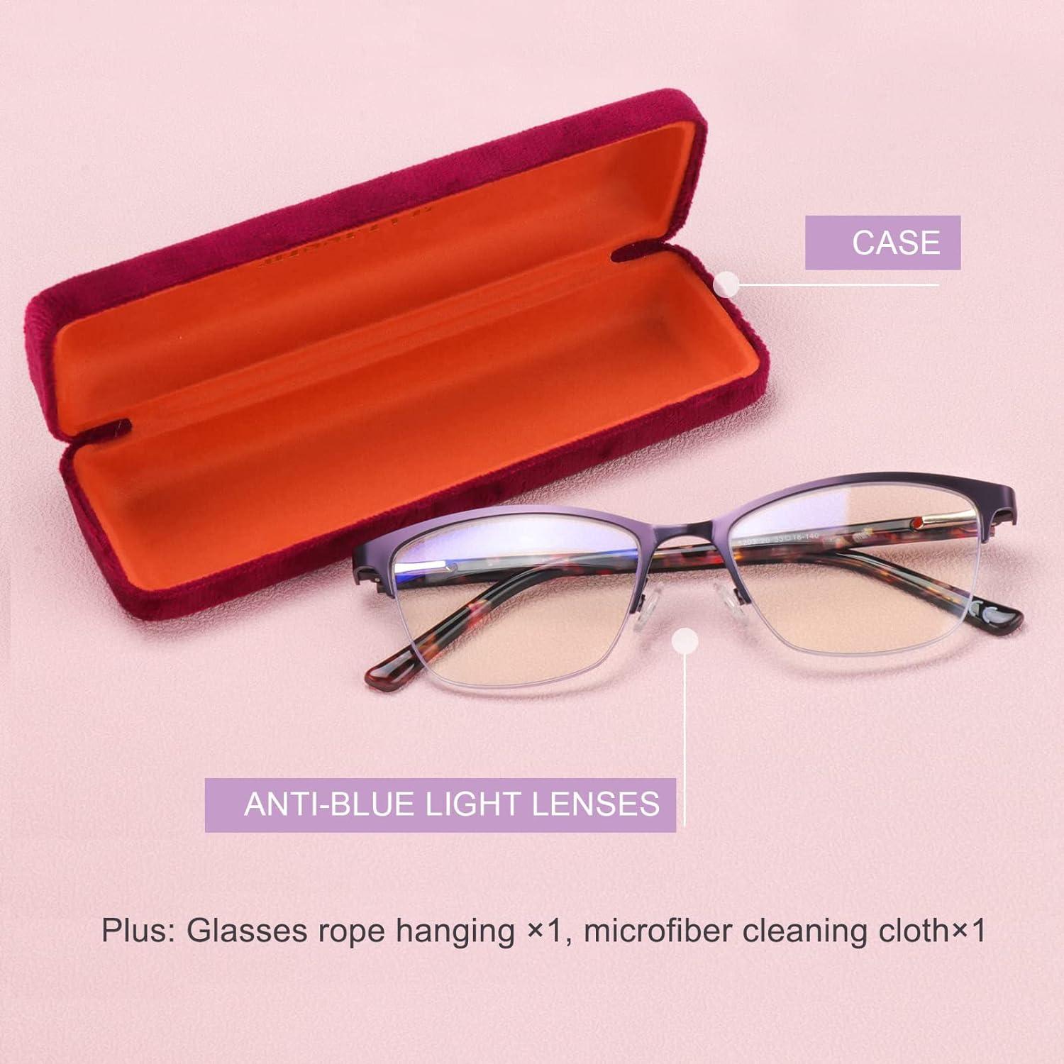 Gafas de lectura multifocal Missfive 1.5x púrpura con estuche