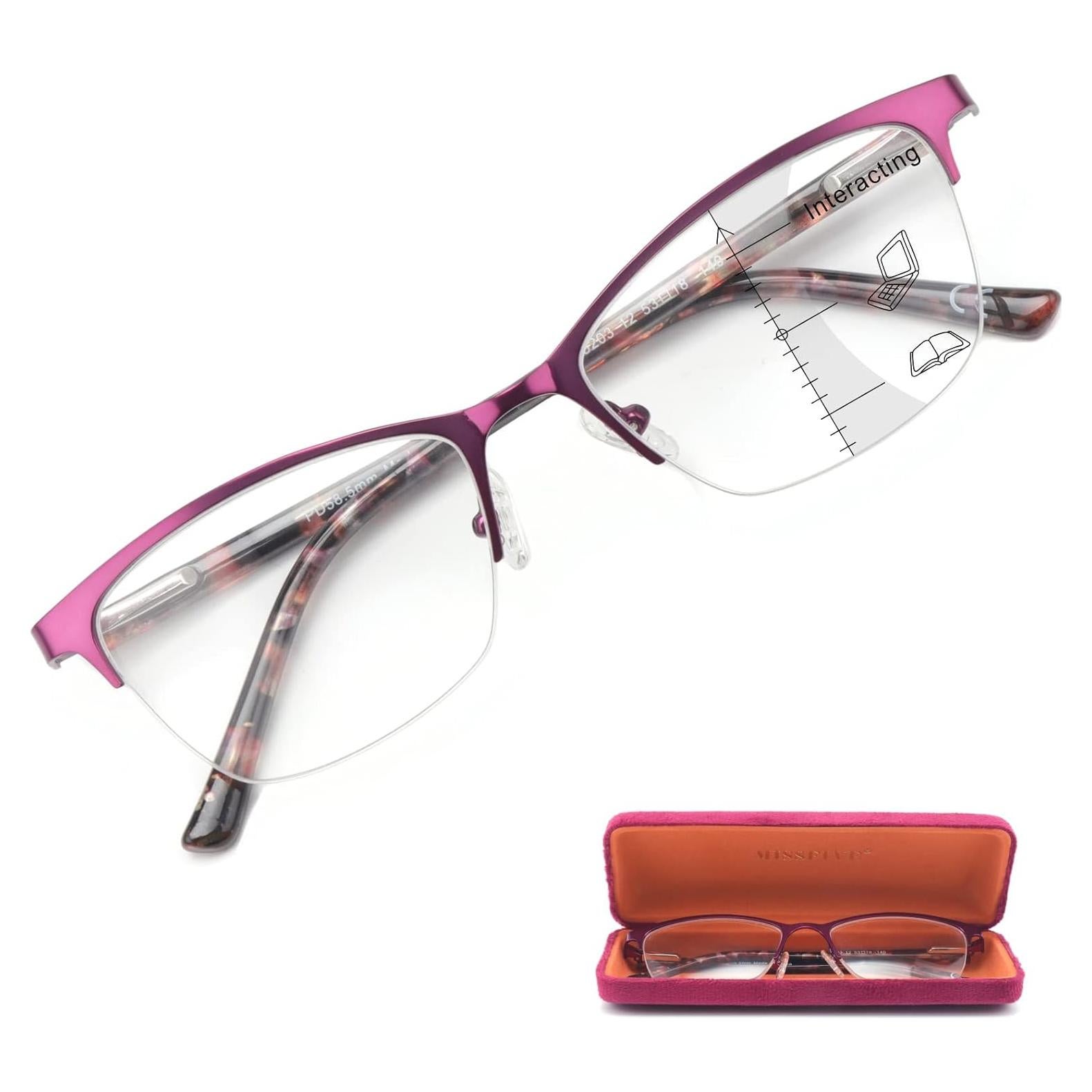 Gafas de lectura multifocal Missfive 2.5x con estuche duro