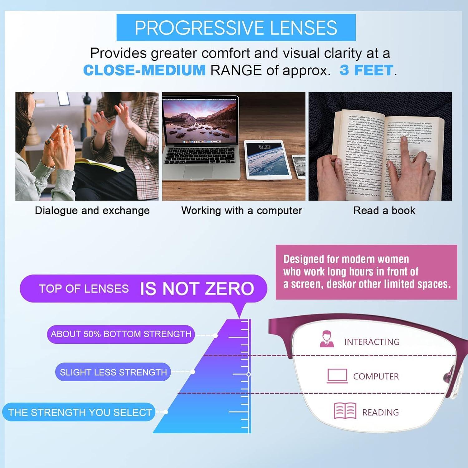 Gafas de lectura multifocal Missfive 2.5x con estuche duro