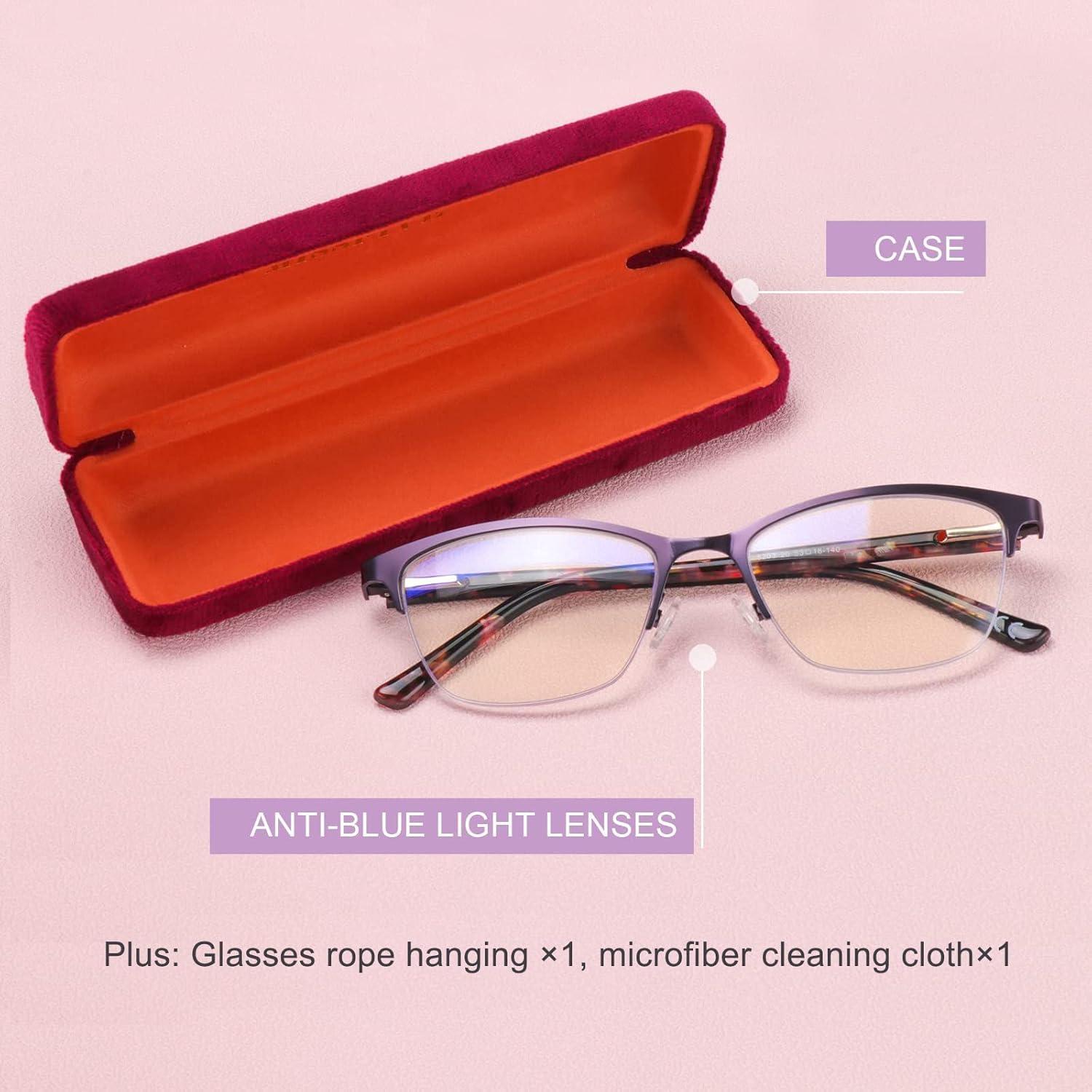 Gafas de lectura multifocal Missfive 2.5x púrpura con estuche