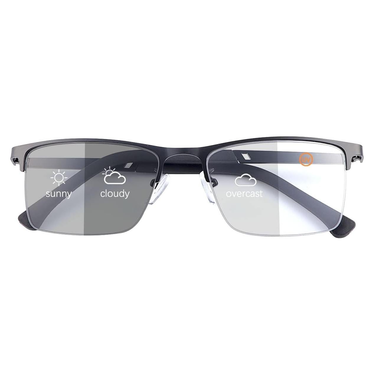 Gafas de sol progresivas fotoquímicas UV400 Negro 3.0x