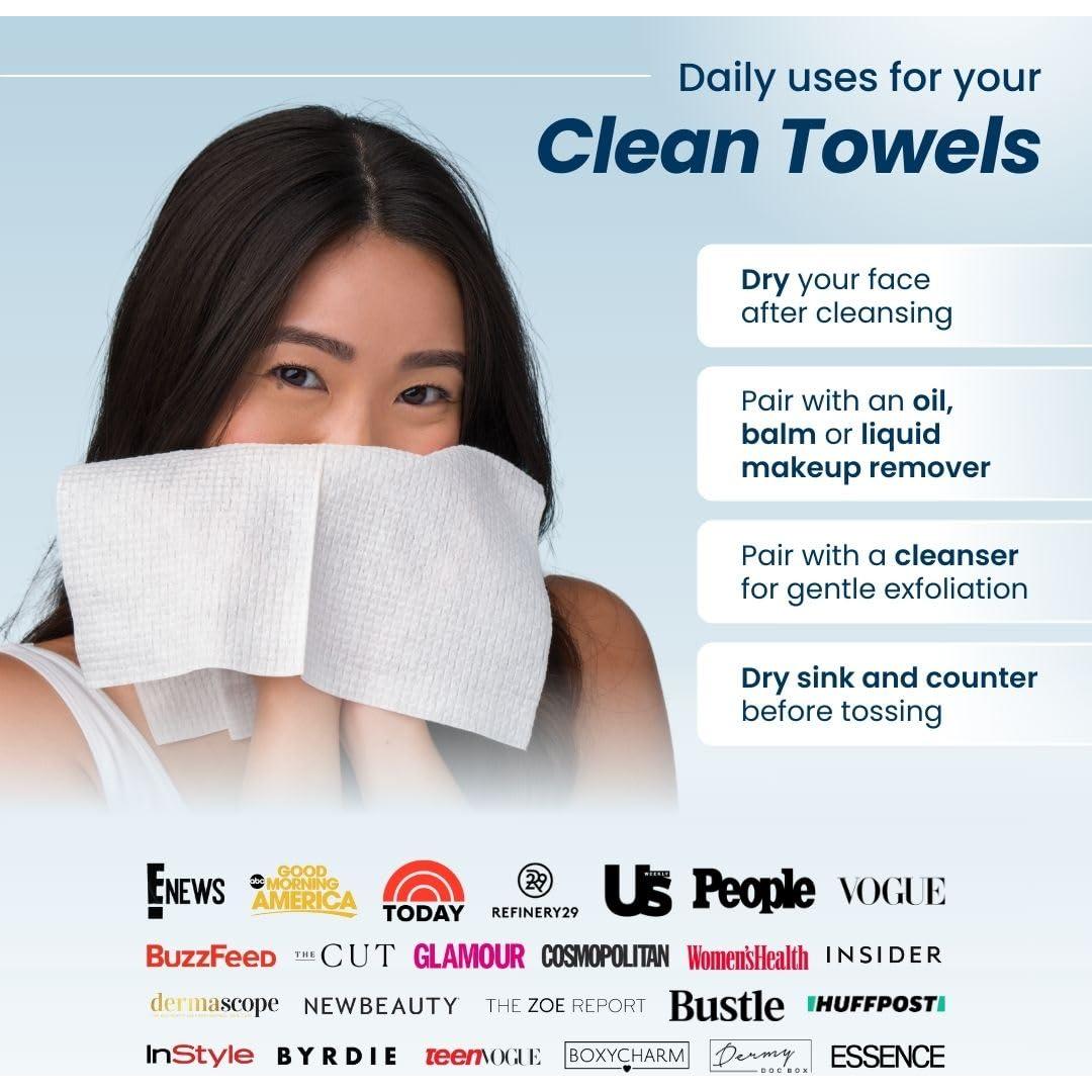 Toallas Faciales Clean Skin Club XL 100% Biobasadas 100 Ct