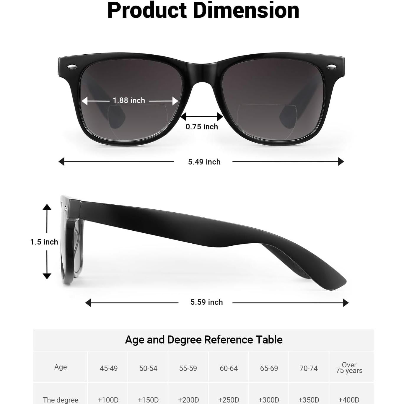 Gafas de Sol Bifocales LADEESSE UV400 3 Pack para Mujeres