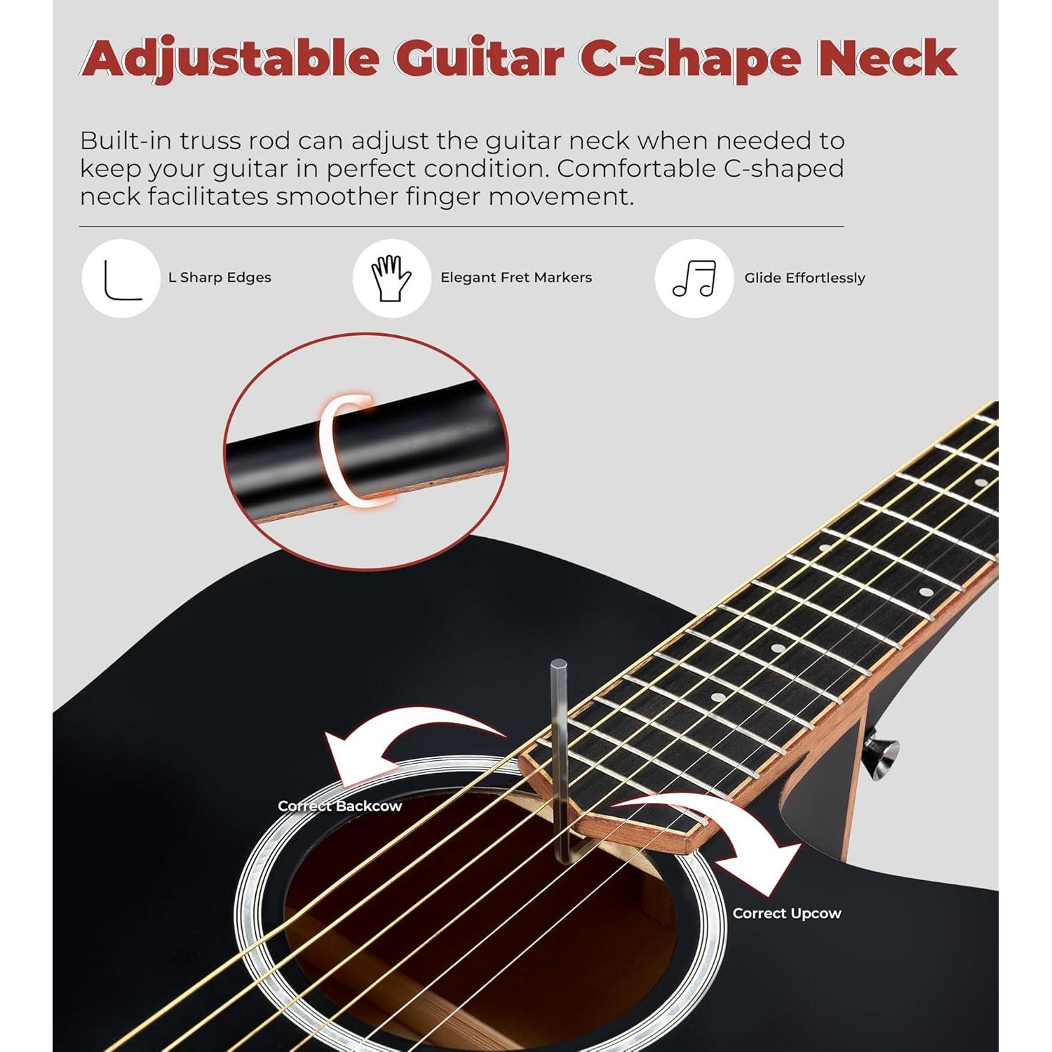 Guitarra Acústica Eléctrica Vangoa 3/4 para Principiantes