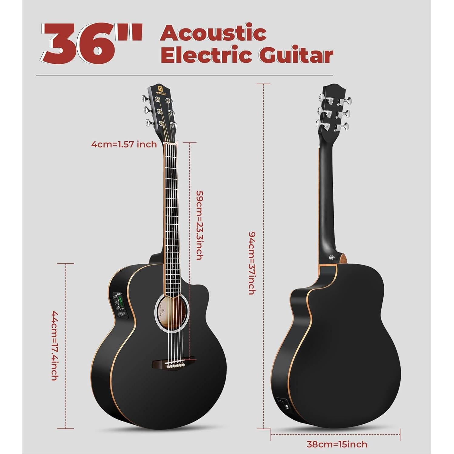 Guitarra Acústica Eléctrica Vangoa 3/4 para Principiantes