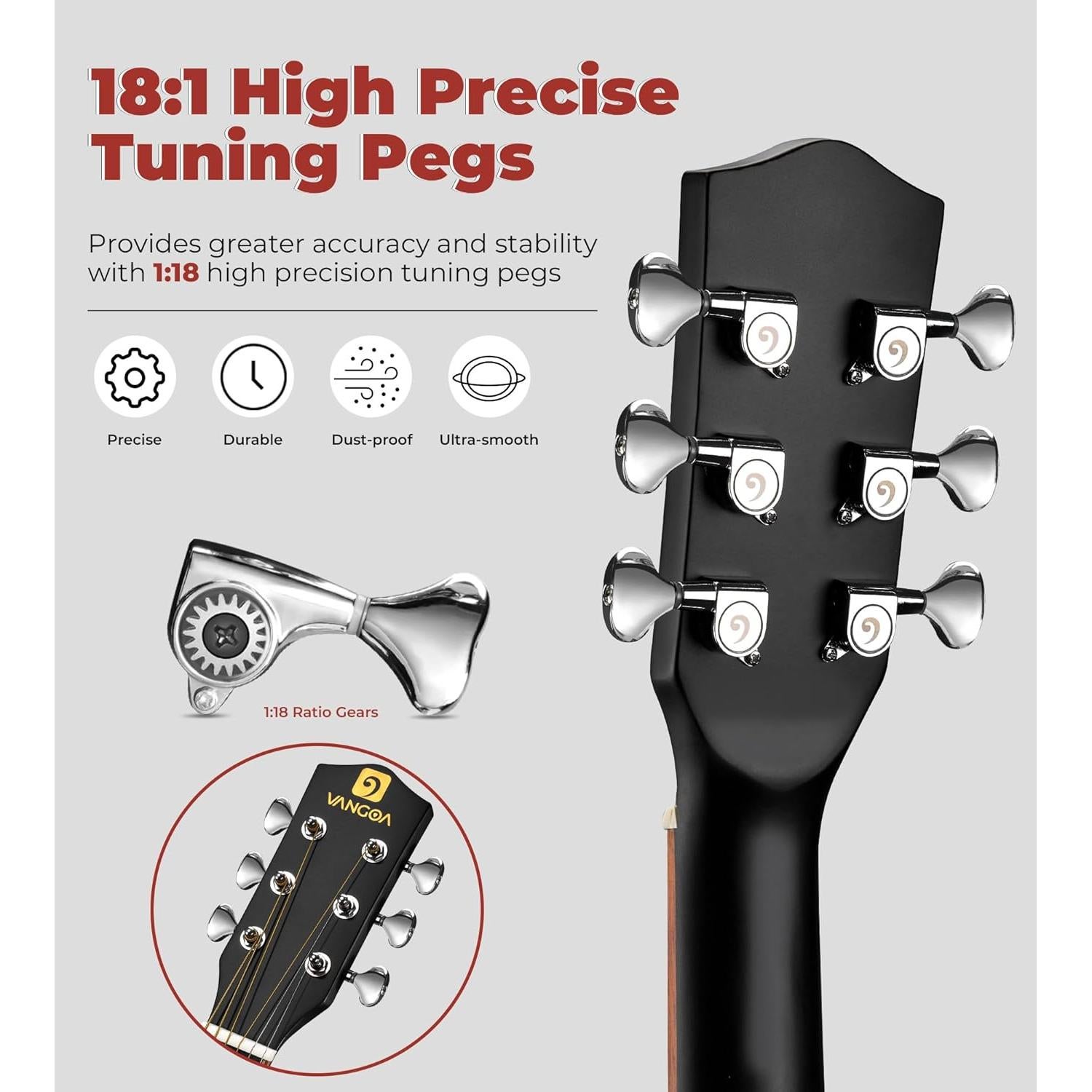 Guitarra Acústica Eléctrica Vangoa 3/4 para Principiantes
