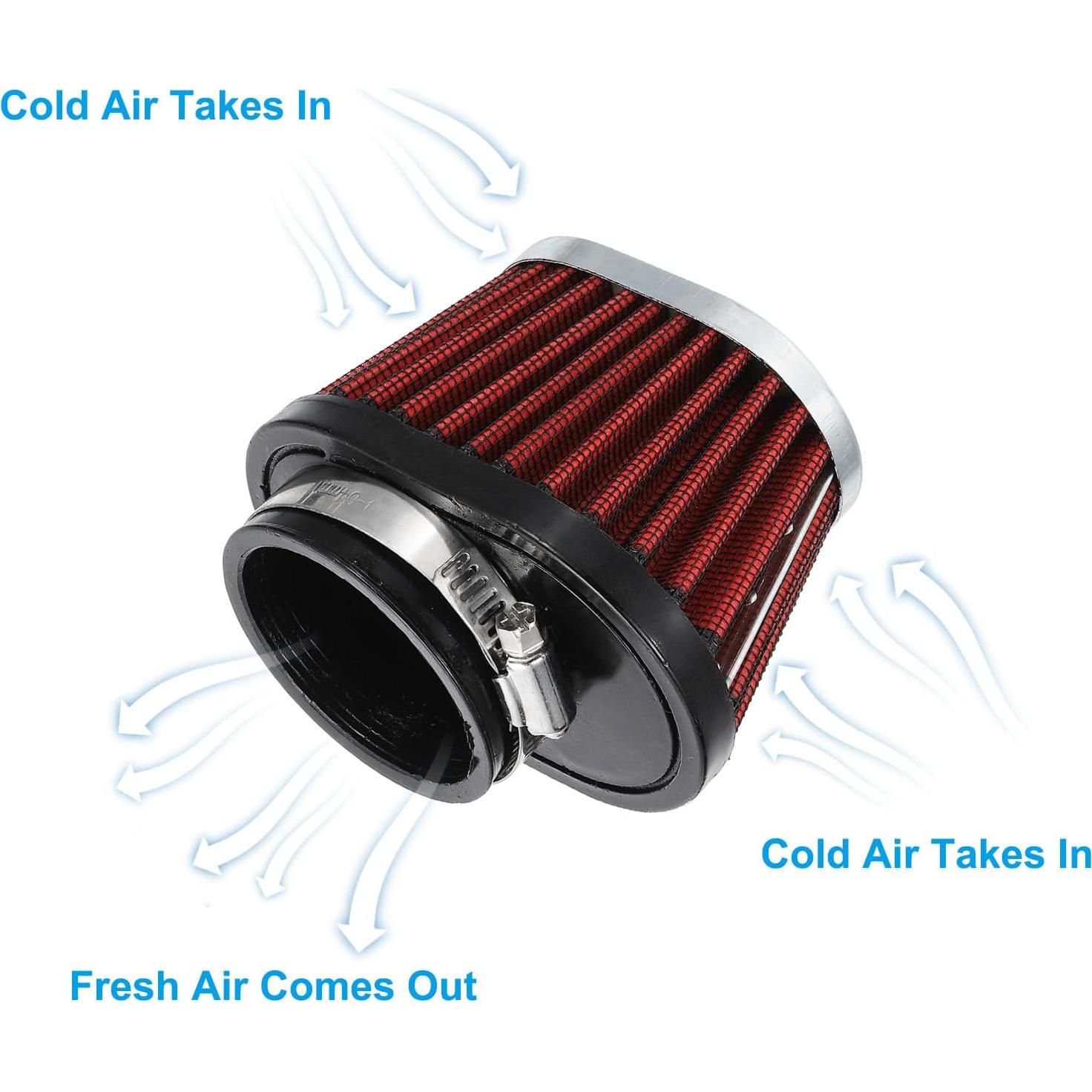 Filtro de Aire Universal PATIKIL 51mm Rojo para Motocicleta