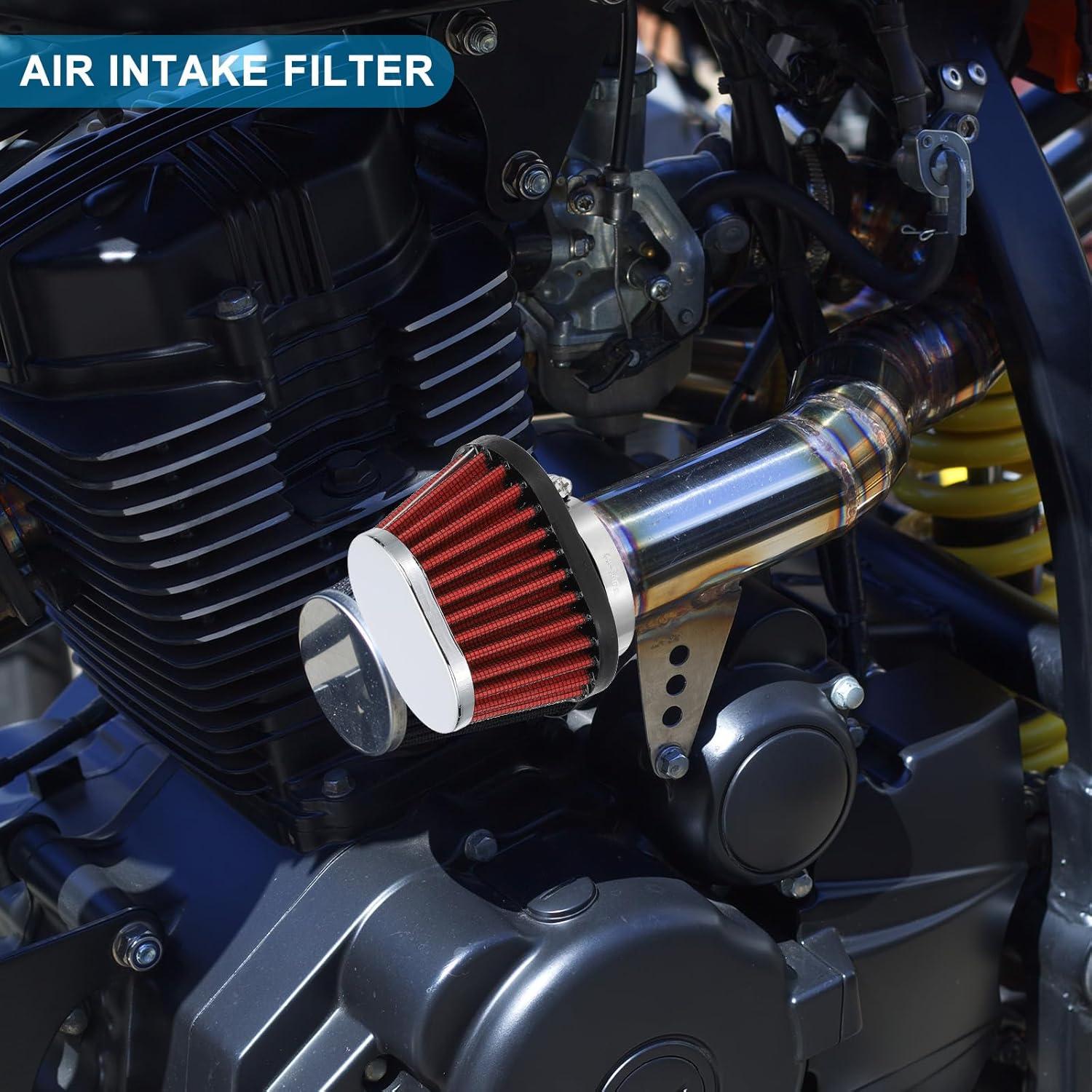 Filtro de Aire Universal PATIKIL 51mm Rojo para Motocicleta