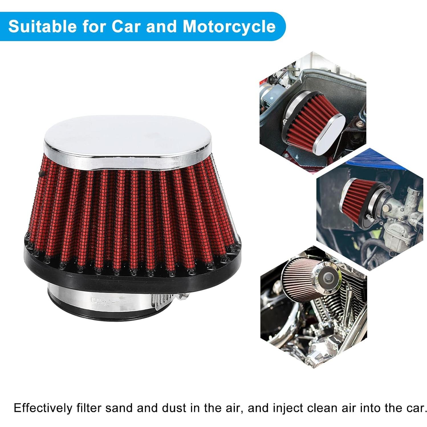 Filtro de Aire Universal PATIKIL 51mm Rojo para Motocicleta