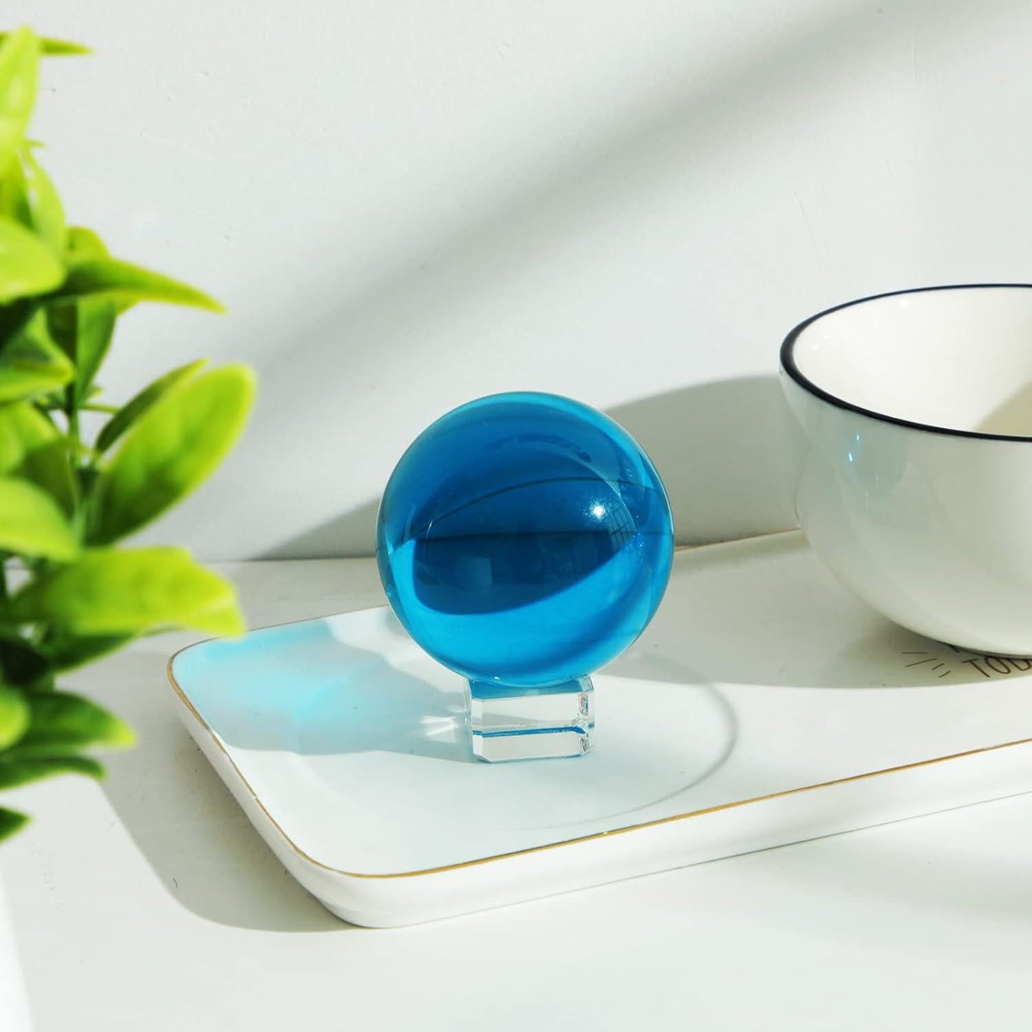 Bola de Cristal K9 60mm LONGWIN con Soporte Azul Lago