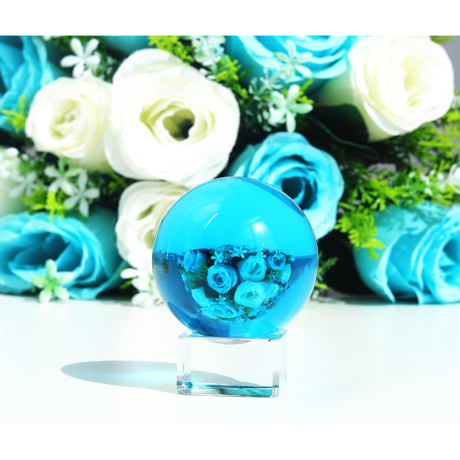 Bola de Cristal K9 60mm LONGWIN con Soporte Azul Lago