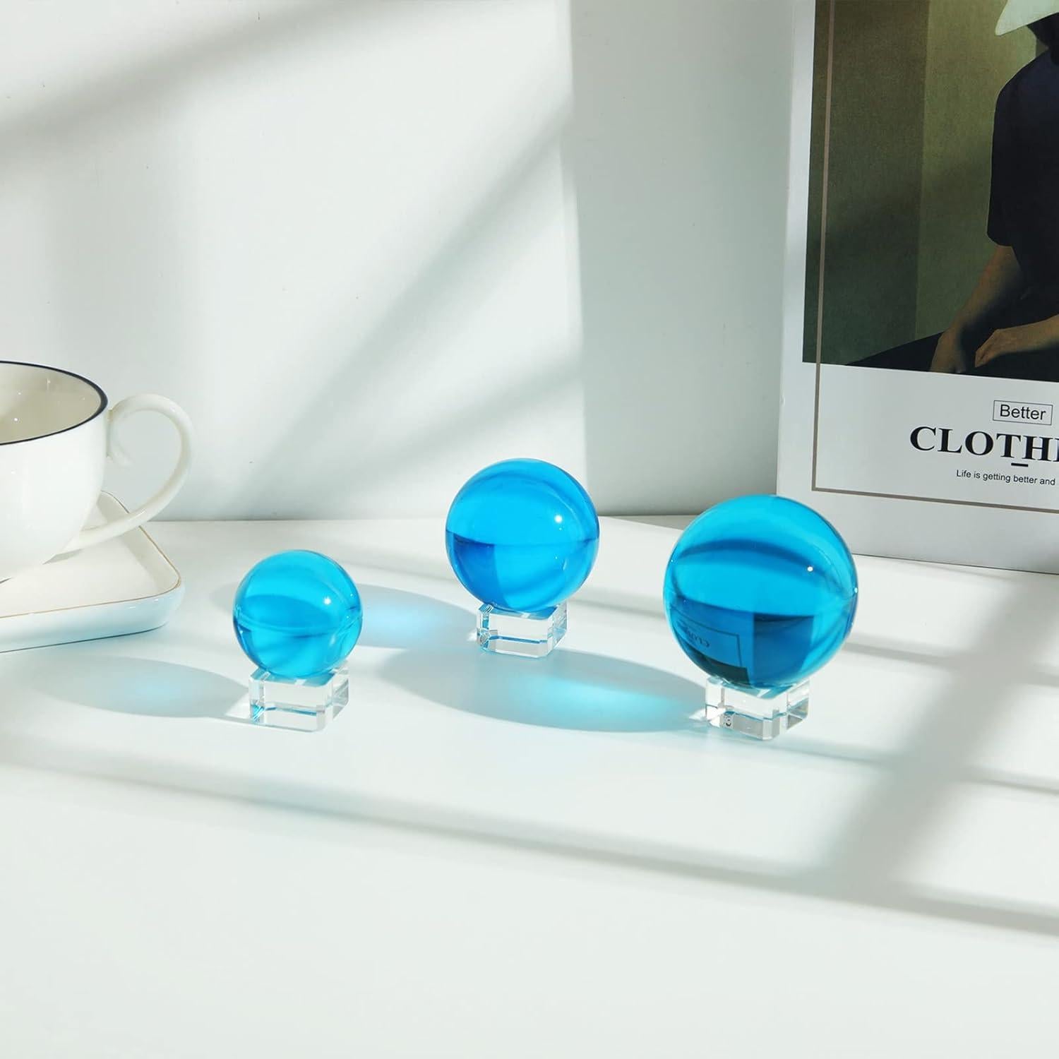 Bola de Cristal K9 60mm LONGWIN con Soporte Azul Lago