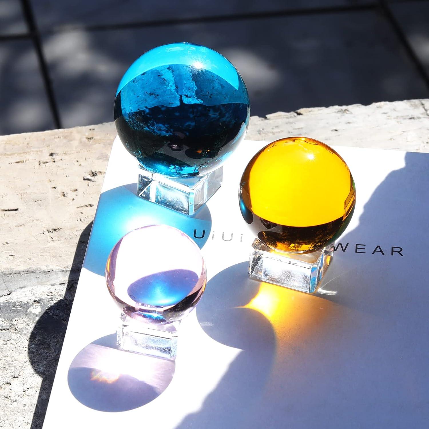 Bola de Cristal K9 60mm LONGWIN con Soporte Azul Lago