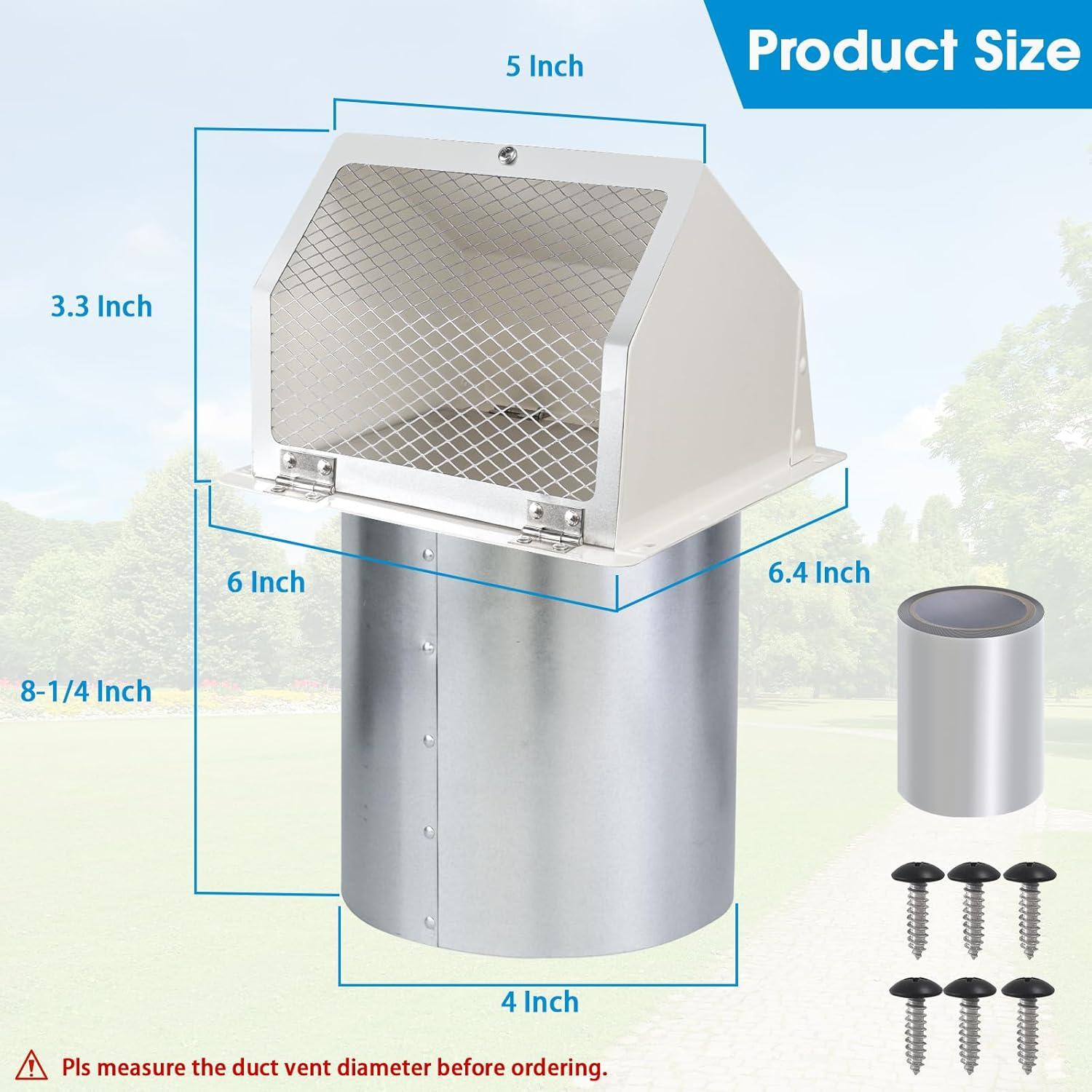 Cubierta de Ventilación Exterior Secadora 4" JIANBENKJ Blanca