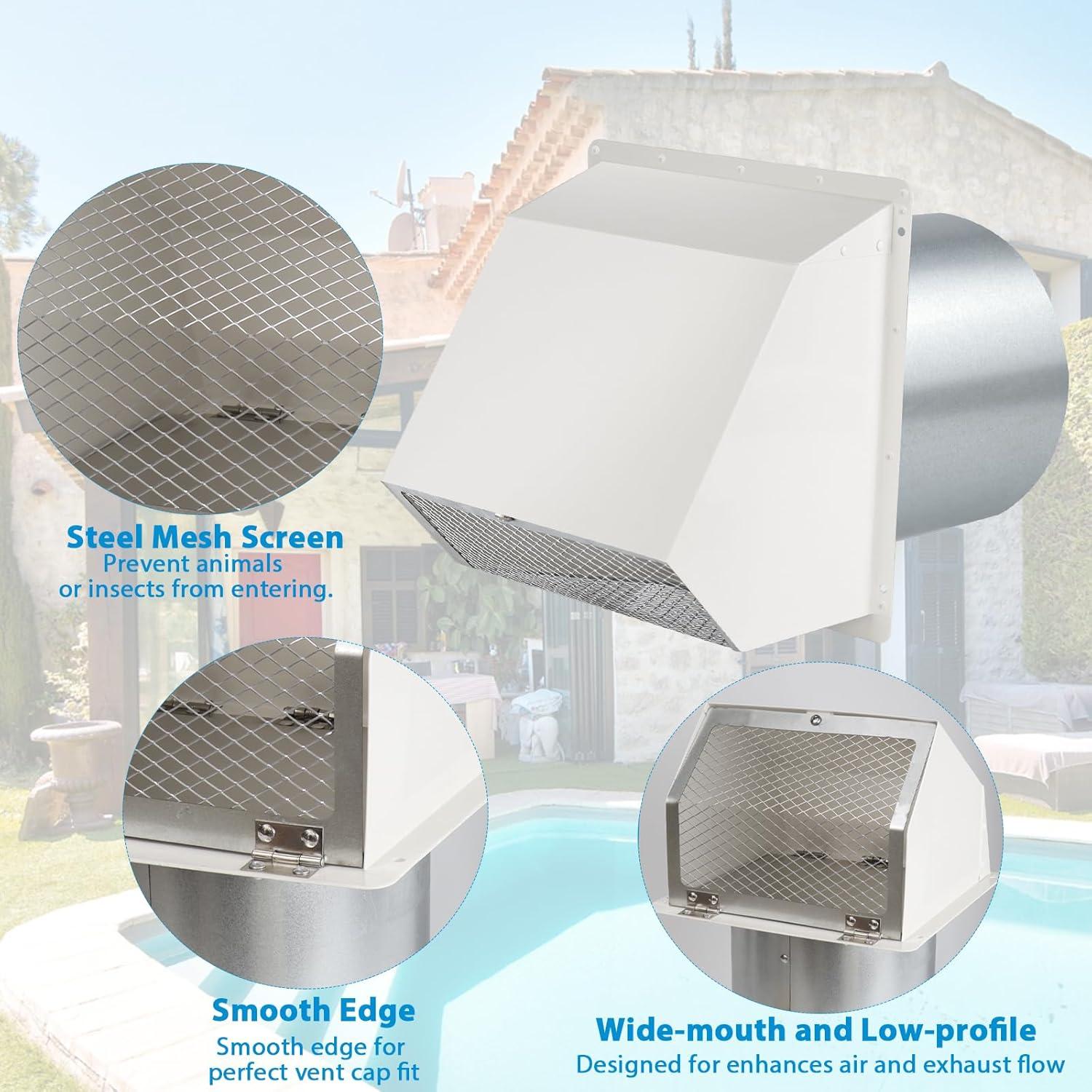 Cubierta de Ventilación Exterior Secadora 4" JIANBENKJ Blanca