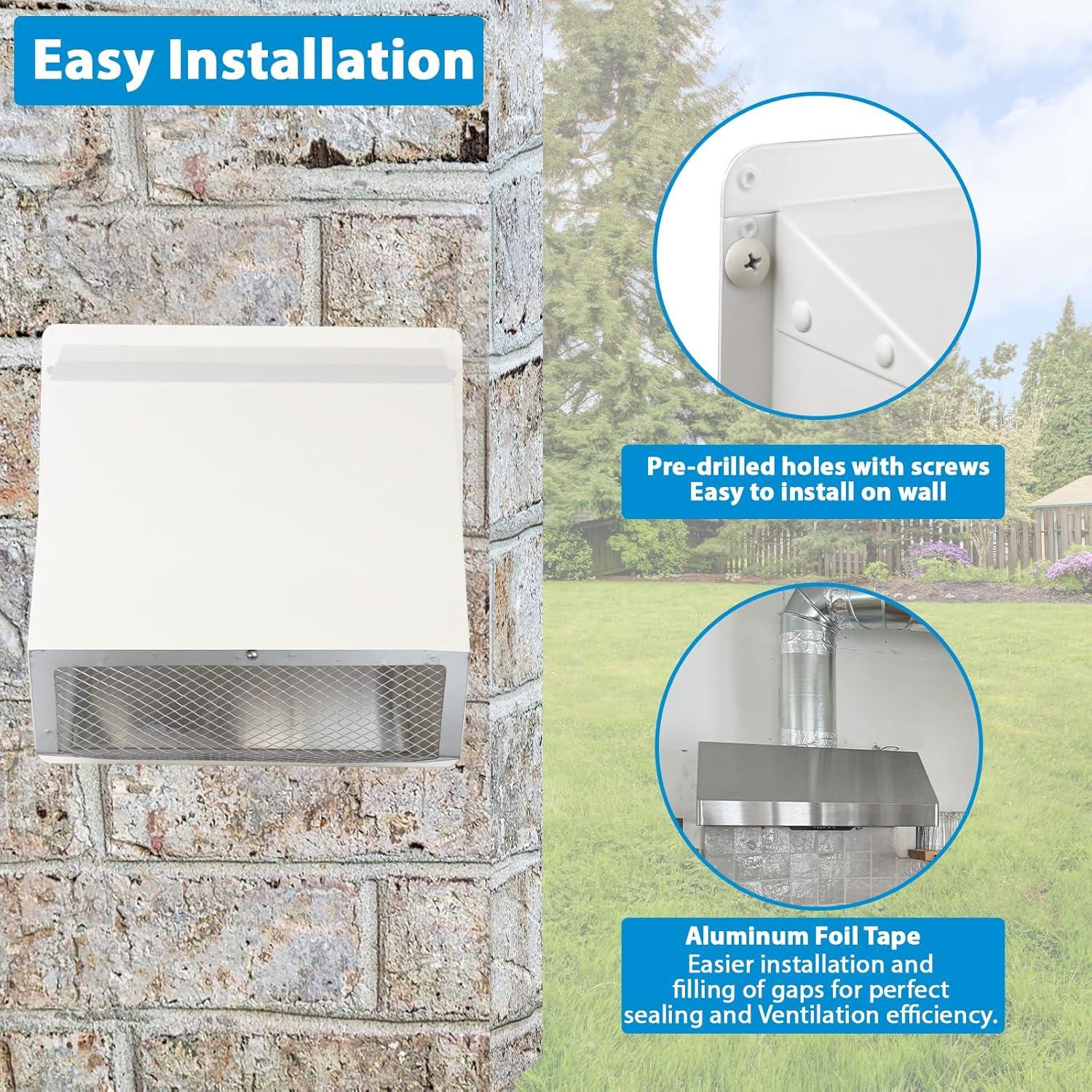 Cubierta de Ventilación Exterior Secadora 4" JIANBENKJ Blanca