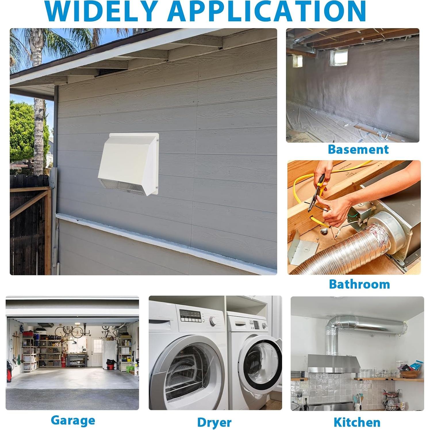 Cubierta de Ventilación Exterior Secadora 4" JIANBENKJ Blanca