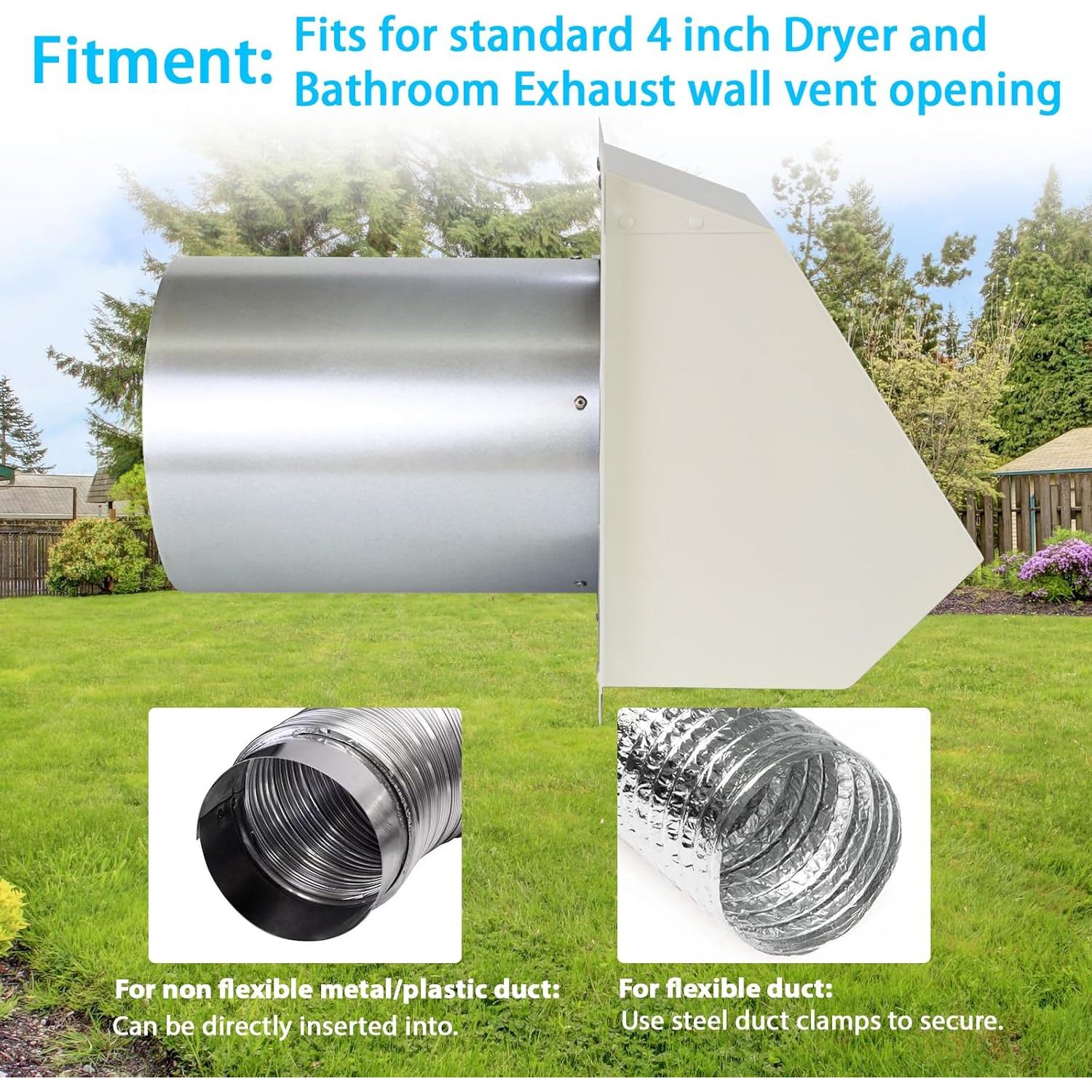 Cubierta de Ventilación Exterior Secadora 4" JIANBENKJ Blanca