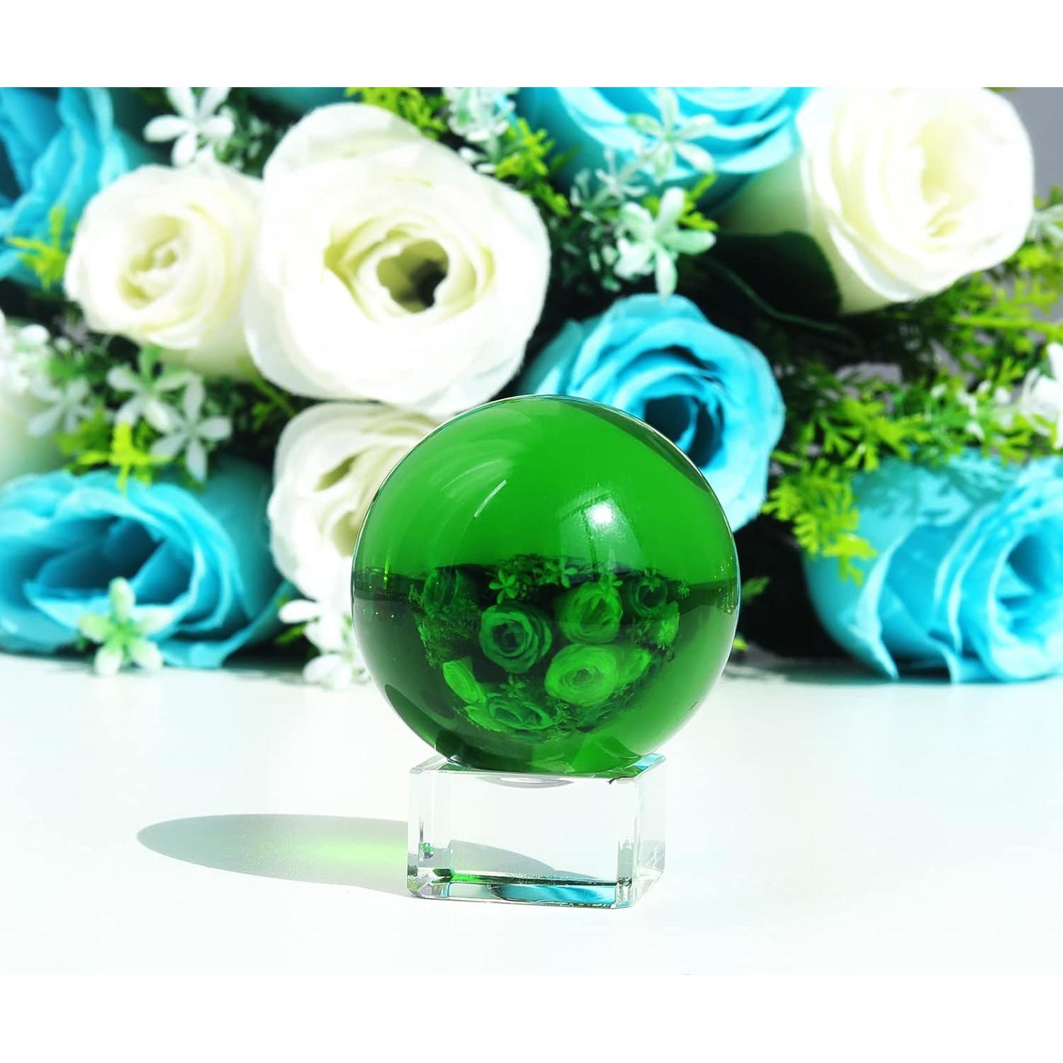 Bola de Cristal K9 60mm LONGWIN con Soporte Verde