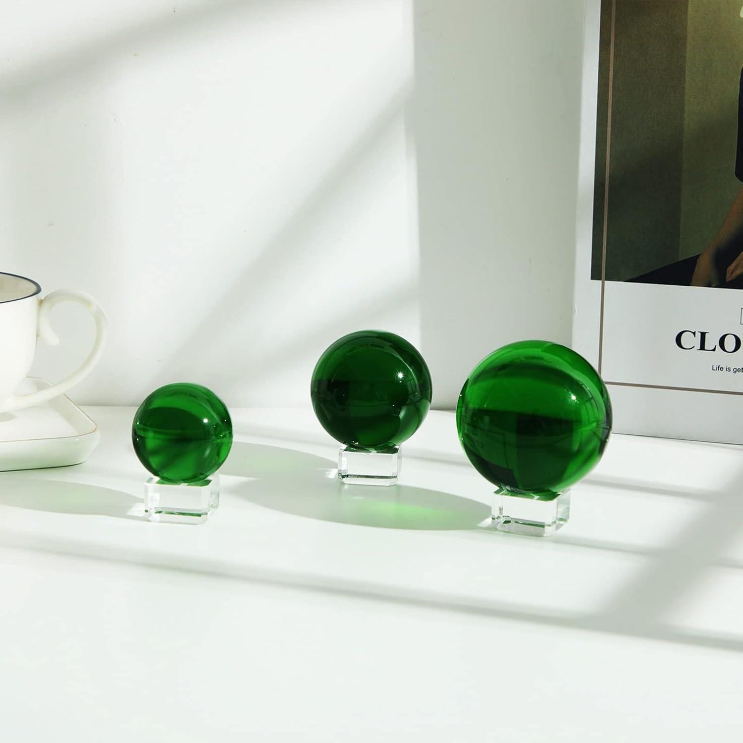 Bola de Cristal K9 60mm LONGWIN con Soporte Verde