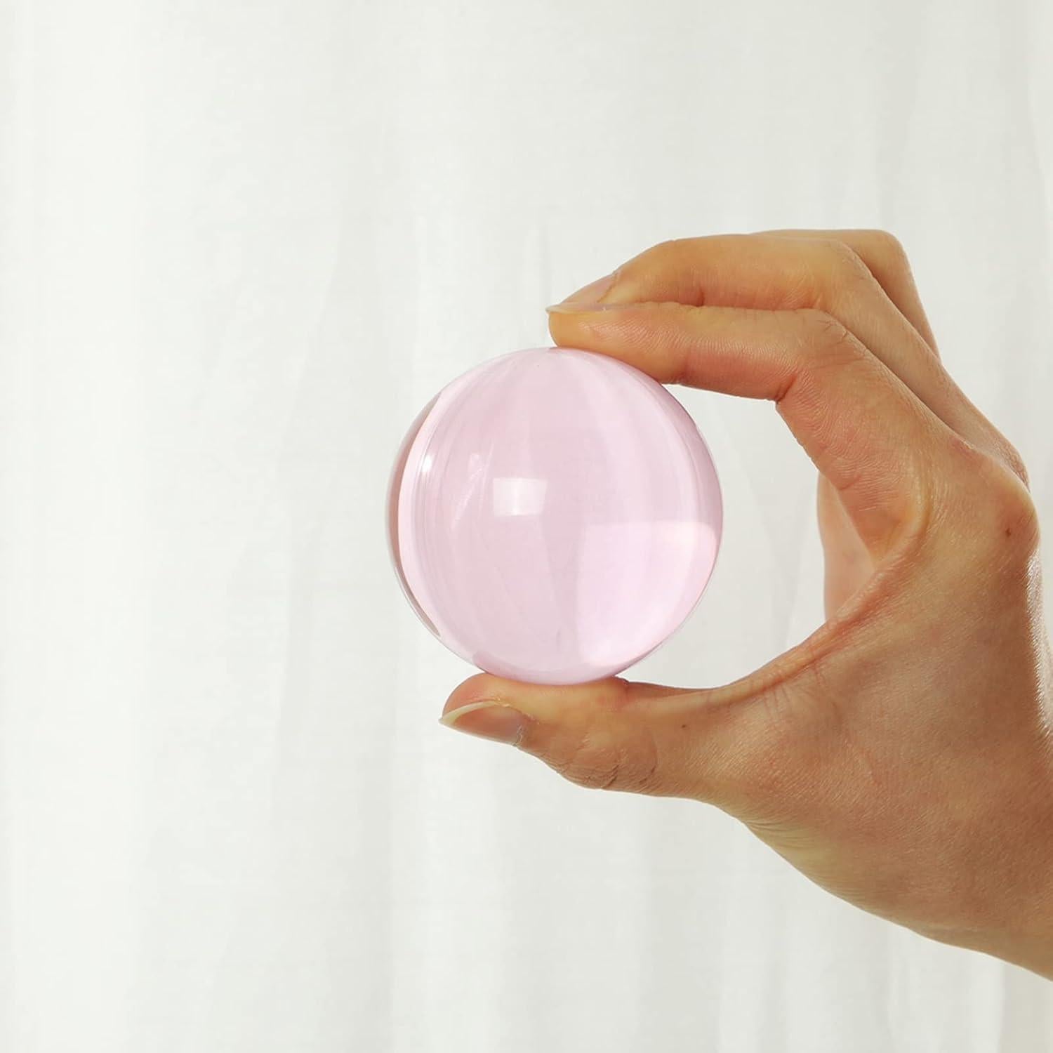 Bola de Cristal K9 60mm LONGWIN Rosa con Soporte