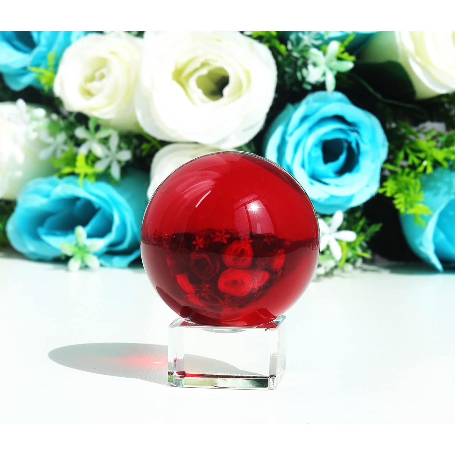 Bola de Cristal K9 60mm LONGWIN con Soporte Rojo