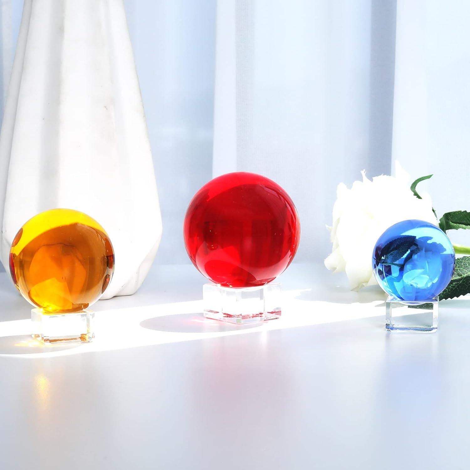 Bola de Cristal K9 60mm LONGWIN con Soporte Rojo