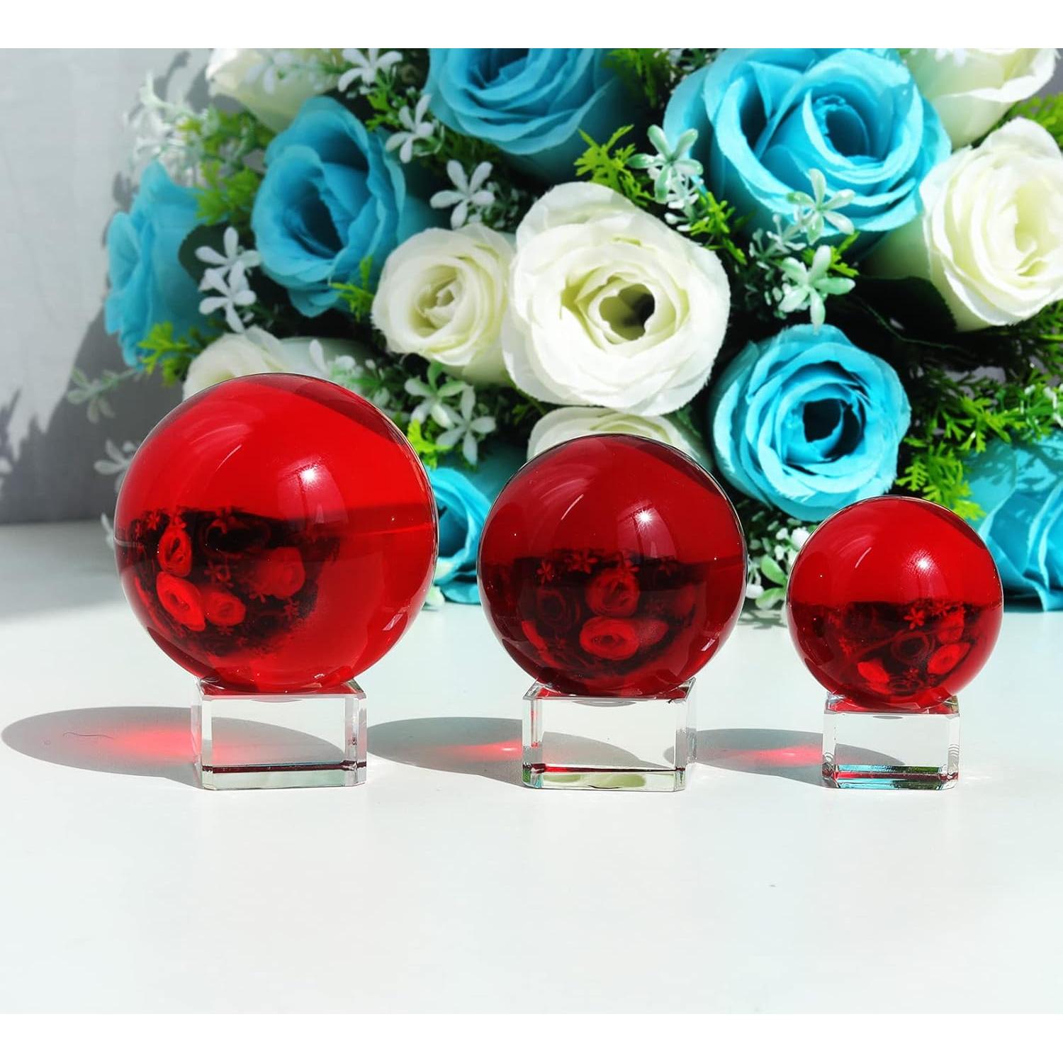 Bola de Cristal K9 60mm LONGWIN con Soporte Rojo