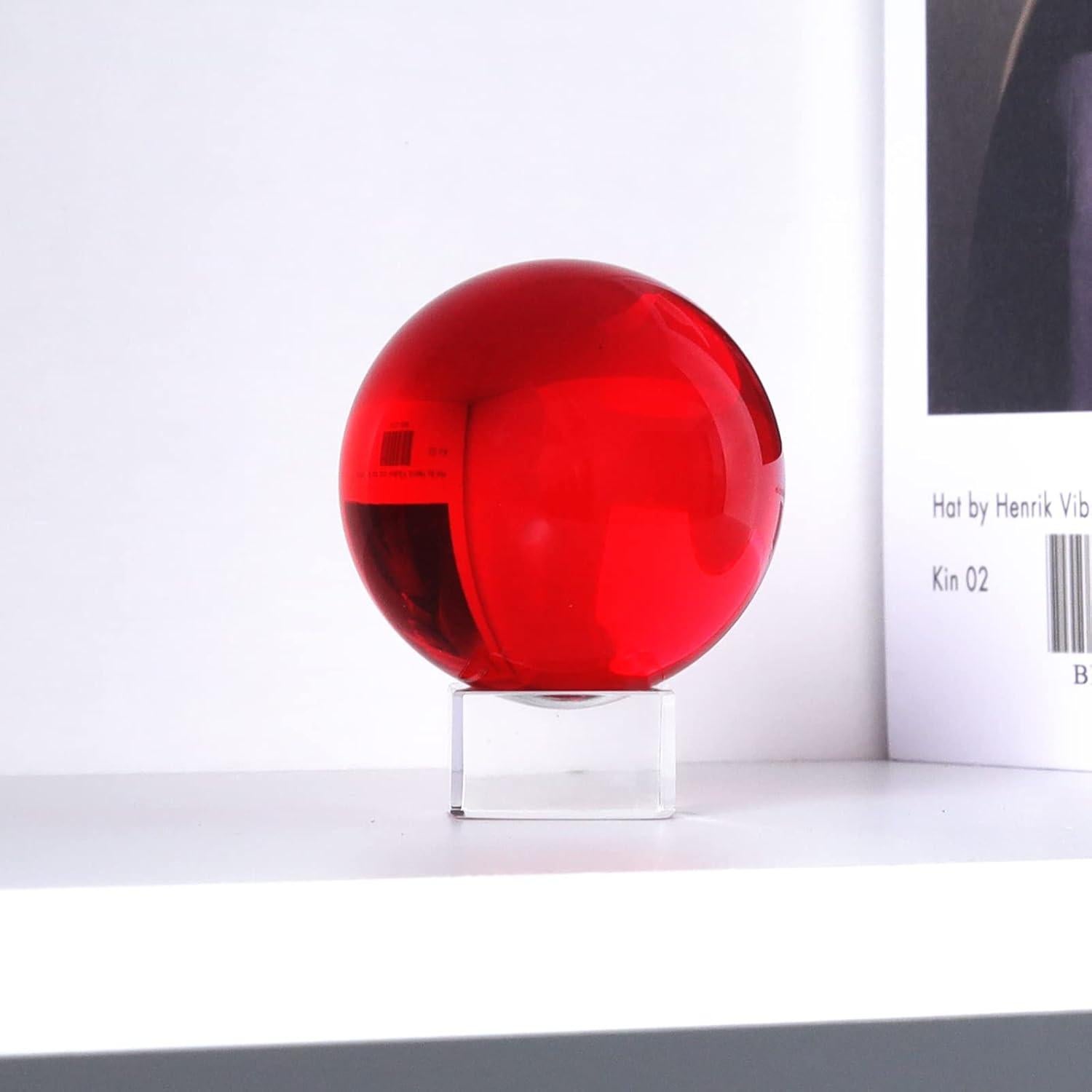 Bola de Cristal K9 60mm LONGWIN con Soporte Rojo