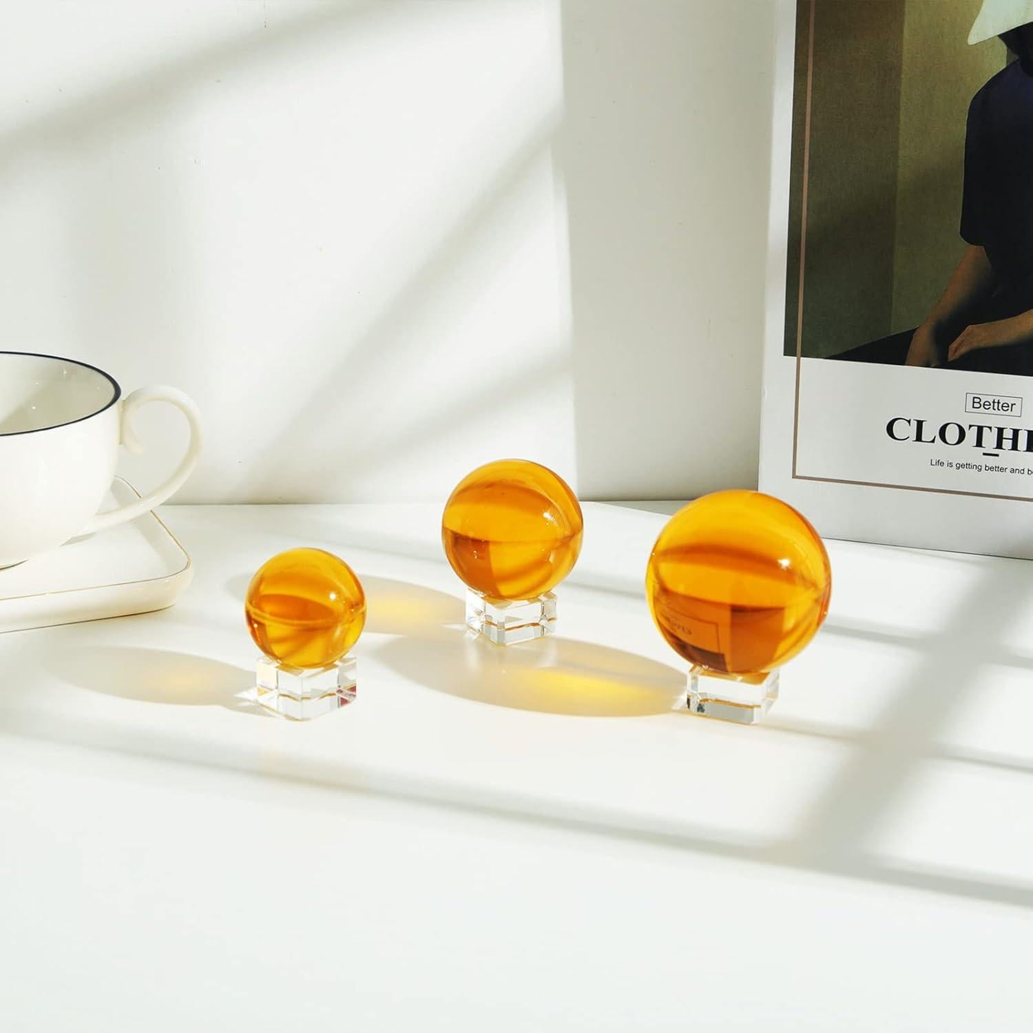 Bola de Cristal K9 50mm LONGWIN con Soporte Ámbar